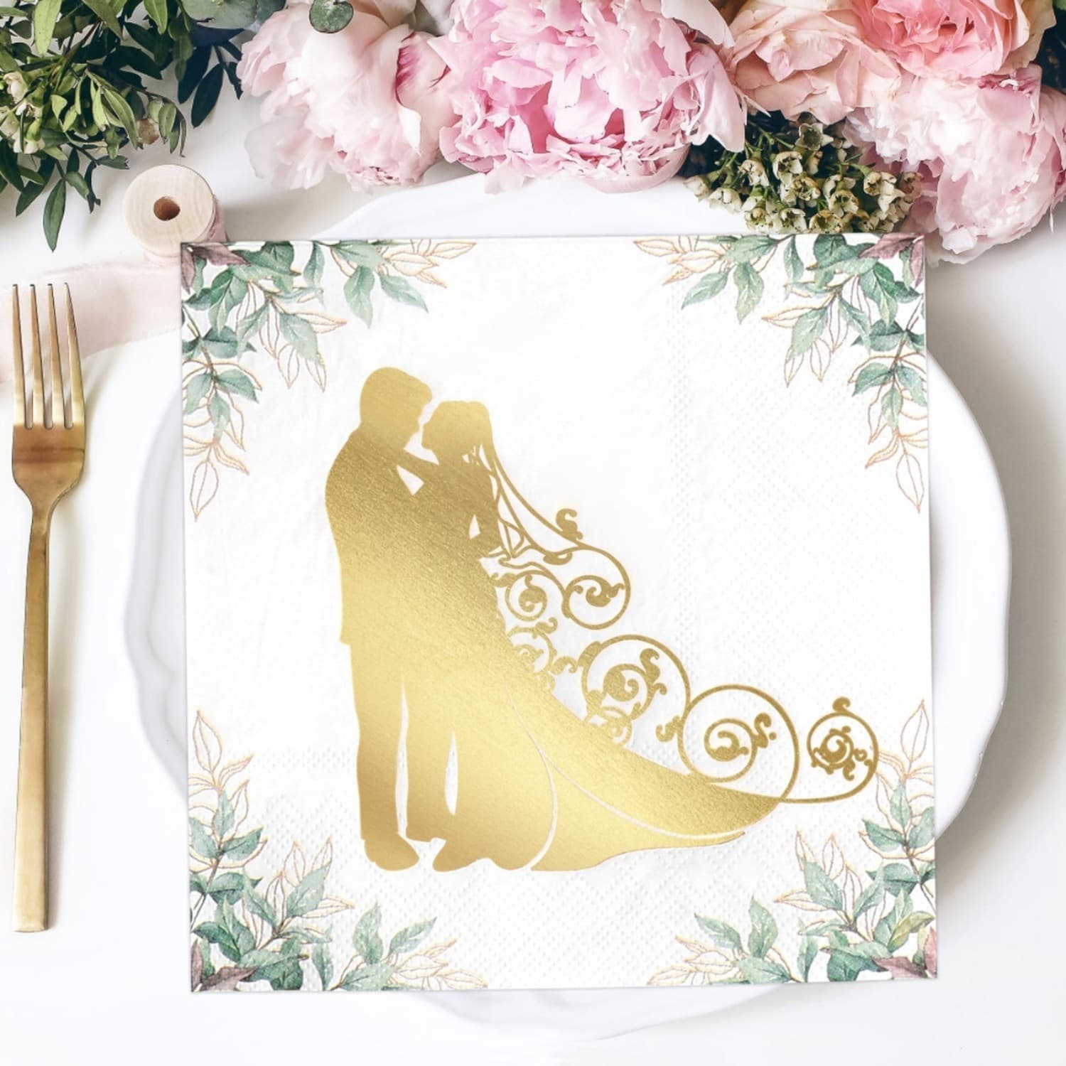 Hochzeitsservietten Set, 80 Stück, Creme oder Weiß