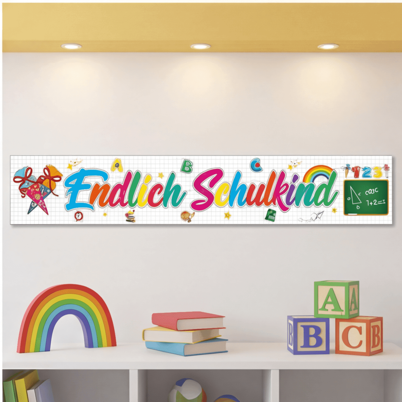 Wimpelkette zum Schulanfang mit Schulmotiven
