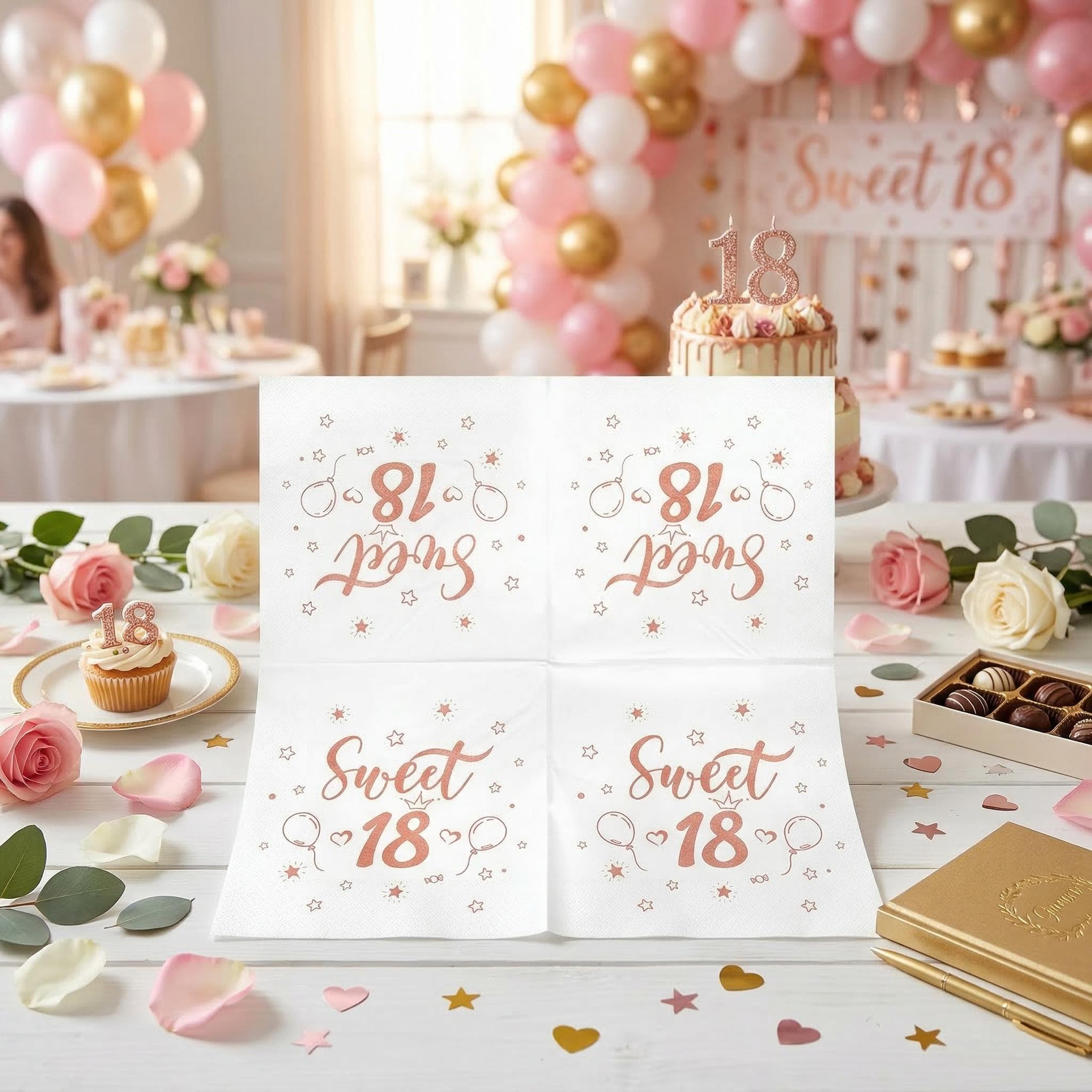 18. Geburtstag Servietten, 40 Stück, rosa