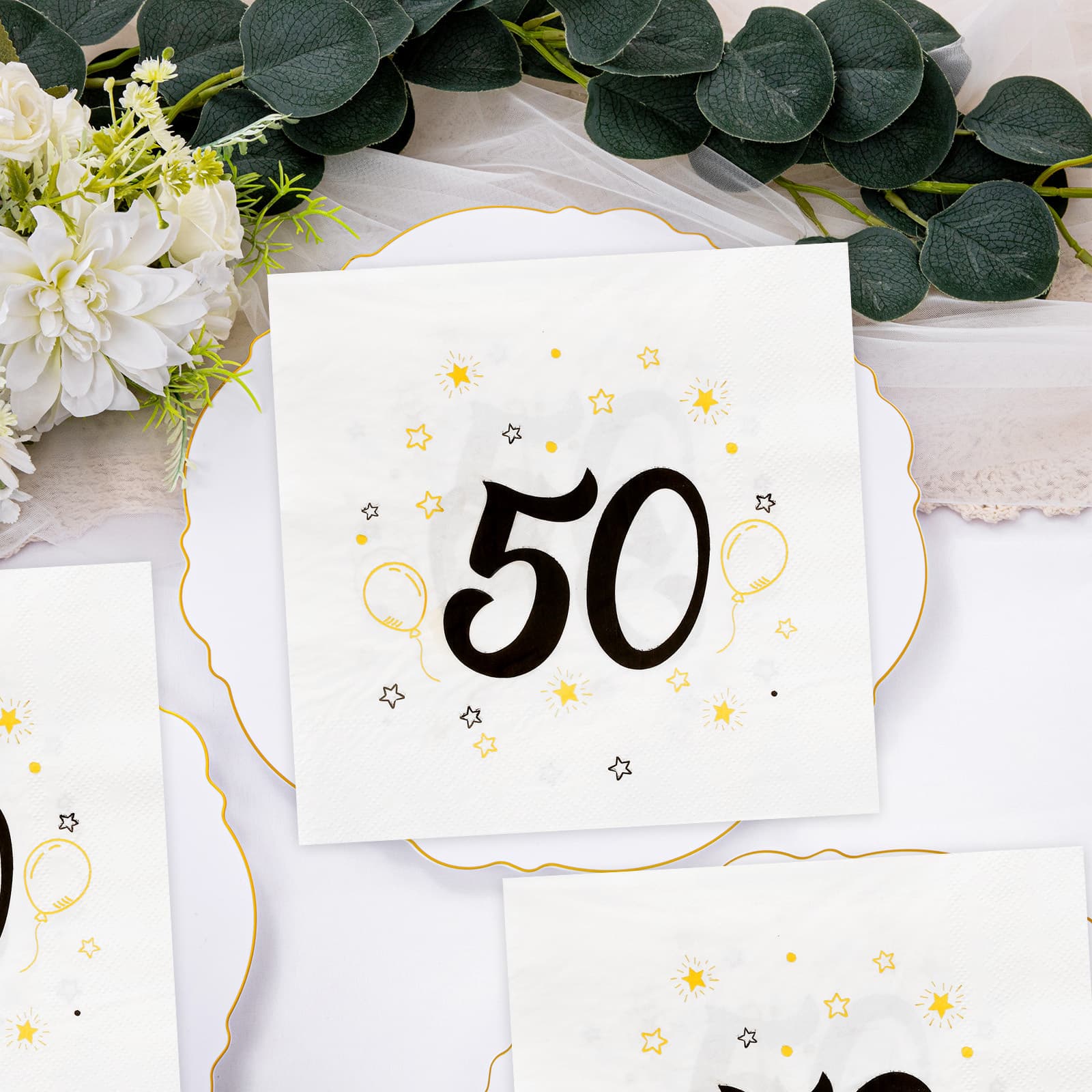 مناديل عيد الميلاد الخمسين، 40 قطعة، أسود وذهبي