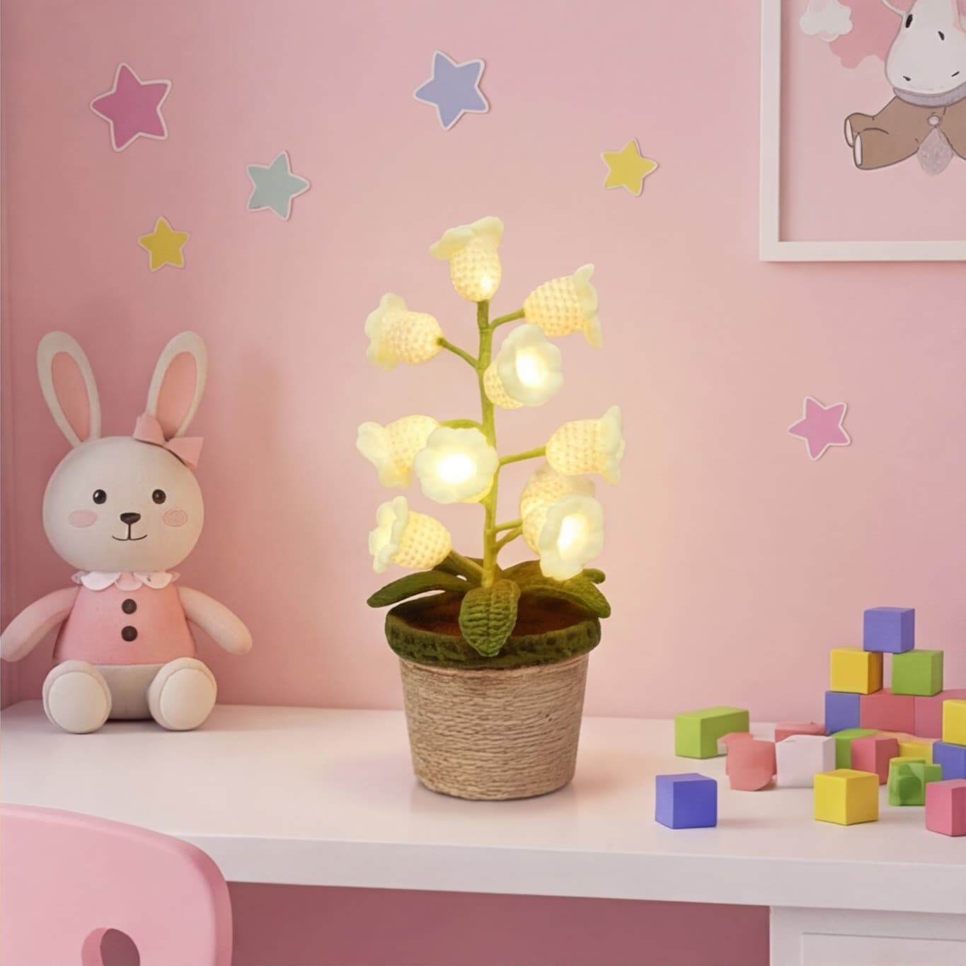 Gehäkelte Maiglöckchenblume, künstliche Retro-Deko