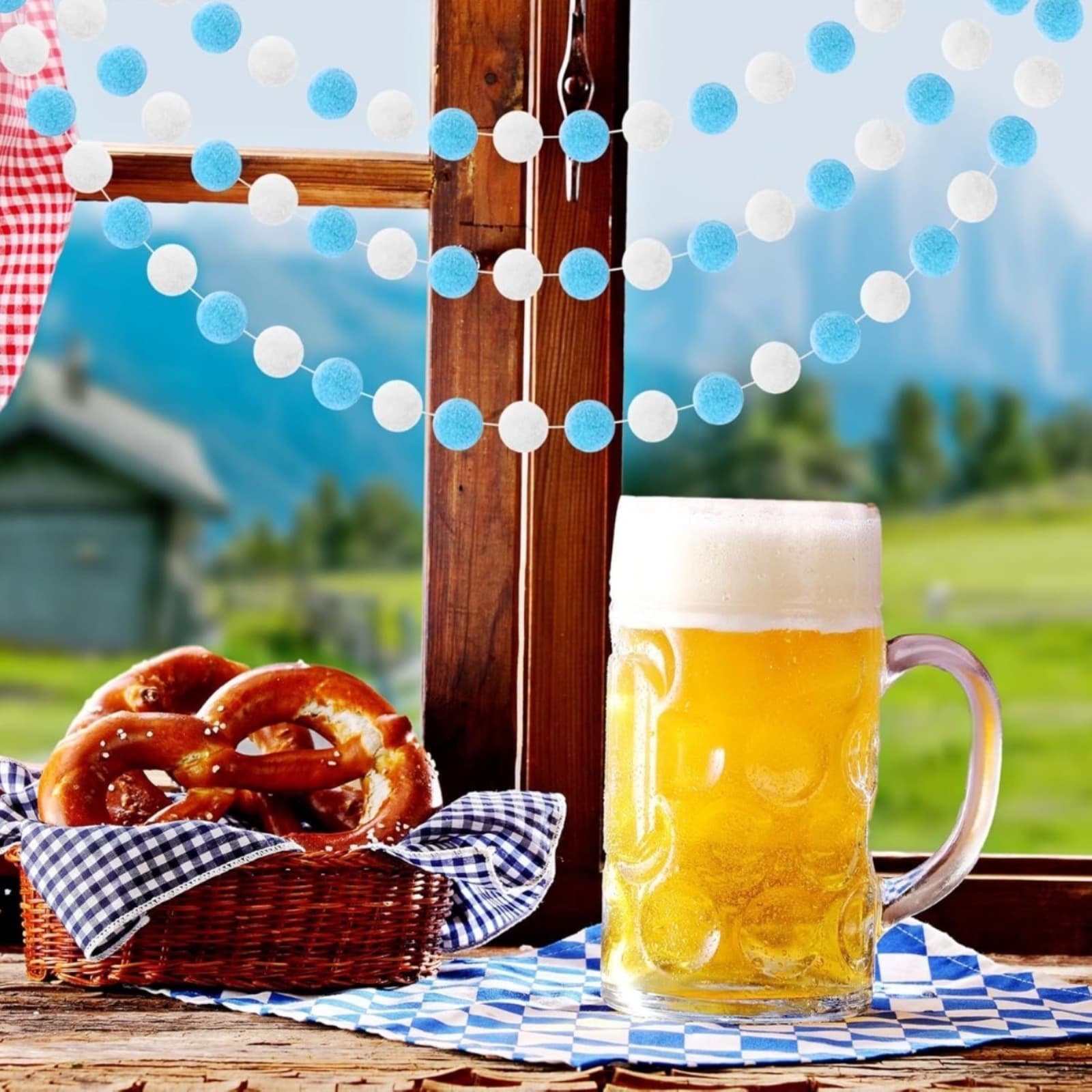 3-teilige Wimpelkette Blau-Weiß für Feiern