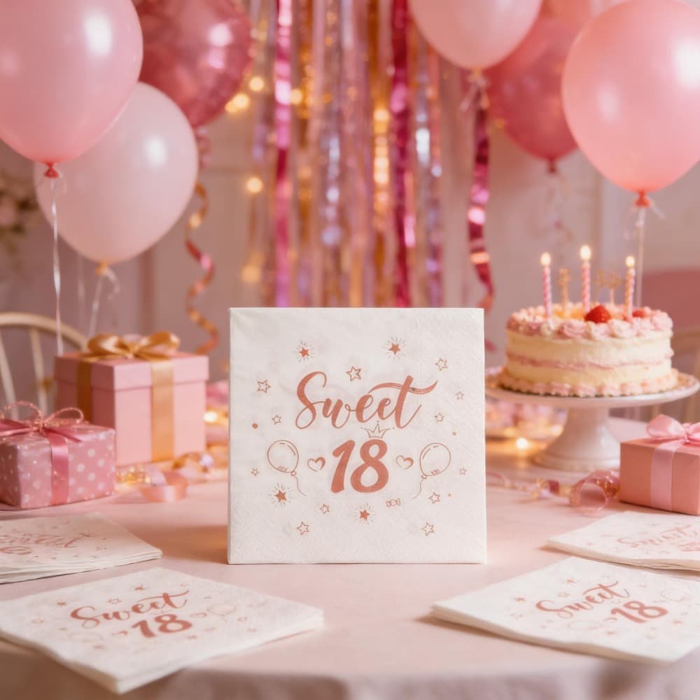 18. Geburtstag Servietten, 40 Stück, Hellrosa