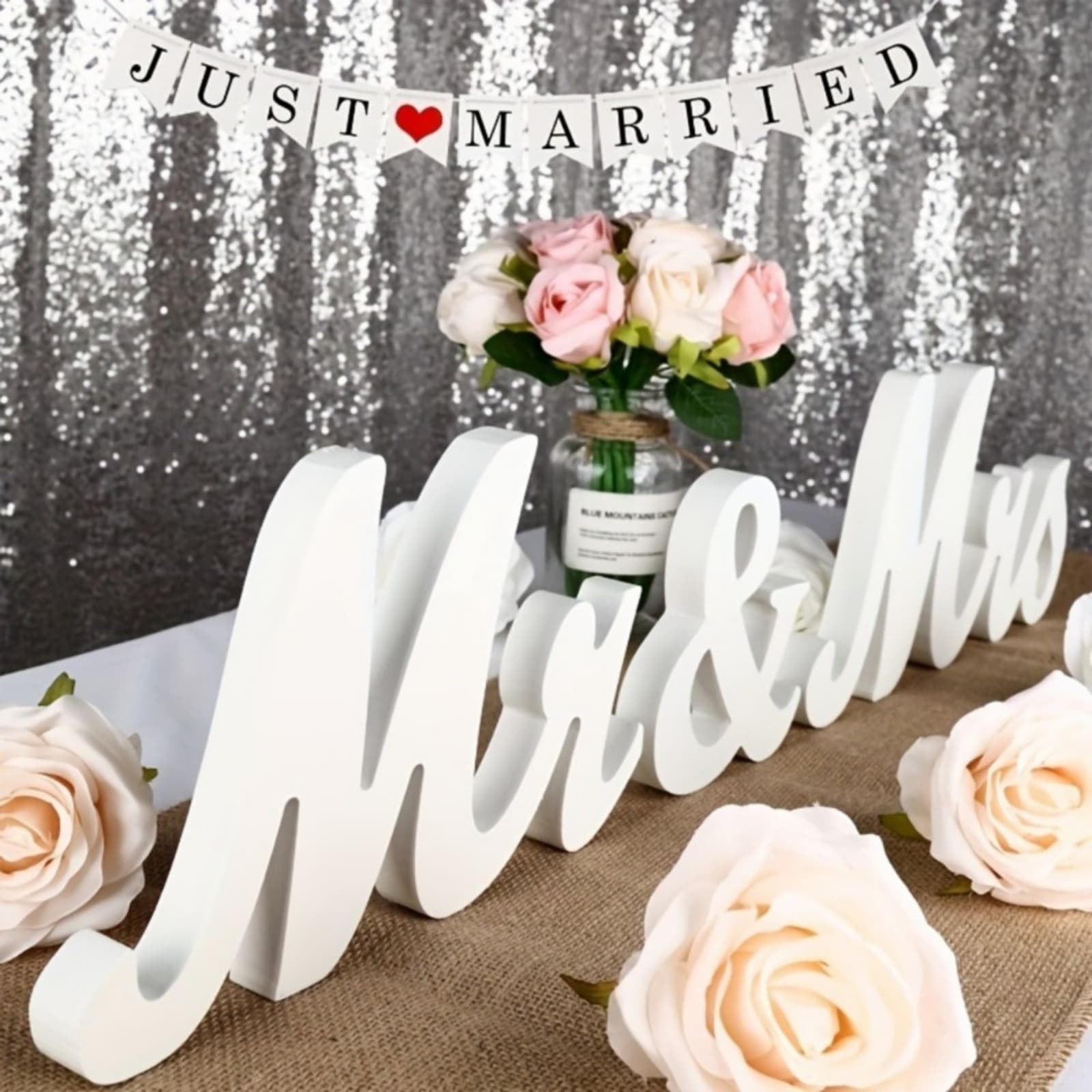 Holz Deko Mr. & Mrs. mit Herz, Hochzeit