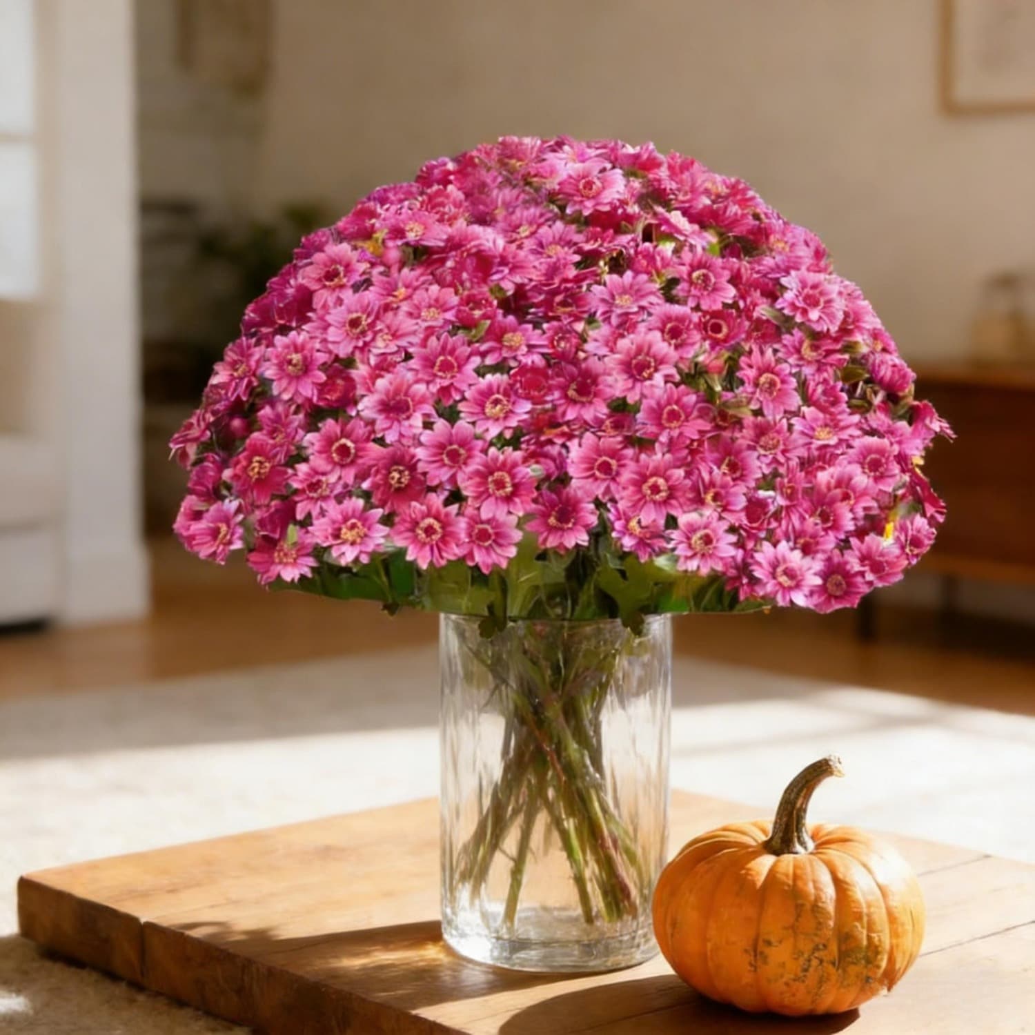 10 künstliche Balkonpflanzen mit rosa Chrysanthemen