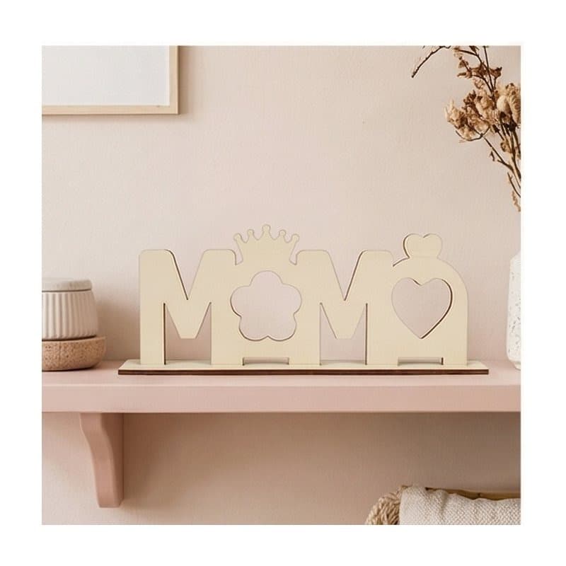 Wooden sign set Mama with brushes and decorative elements