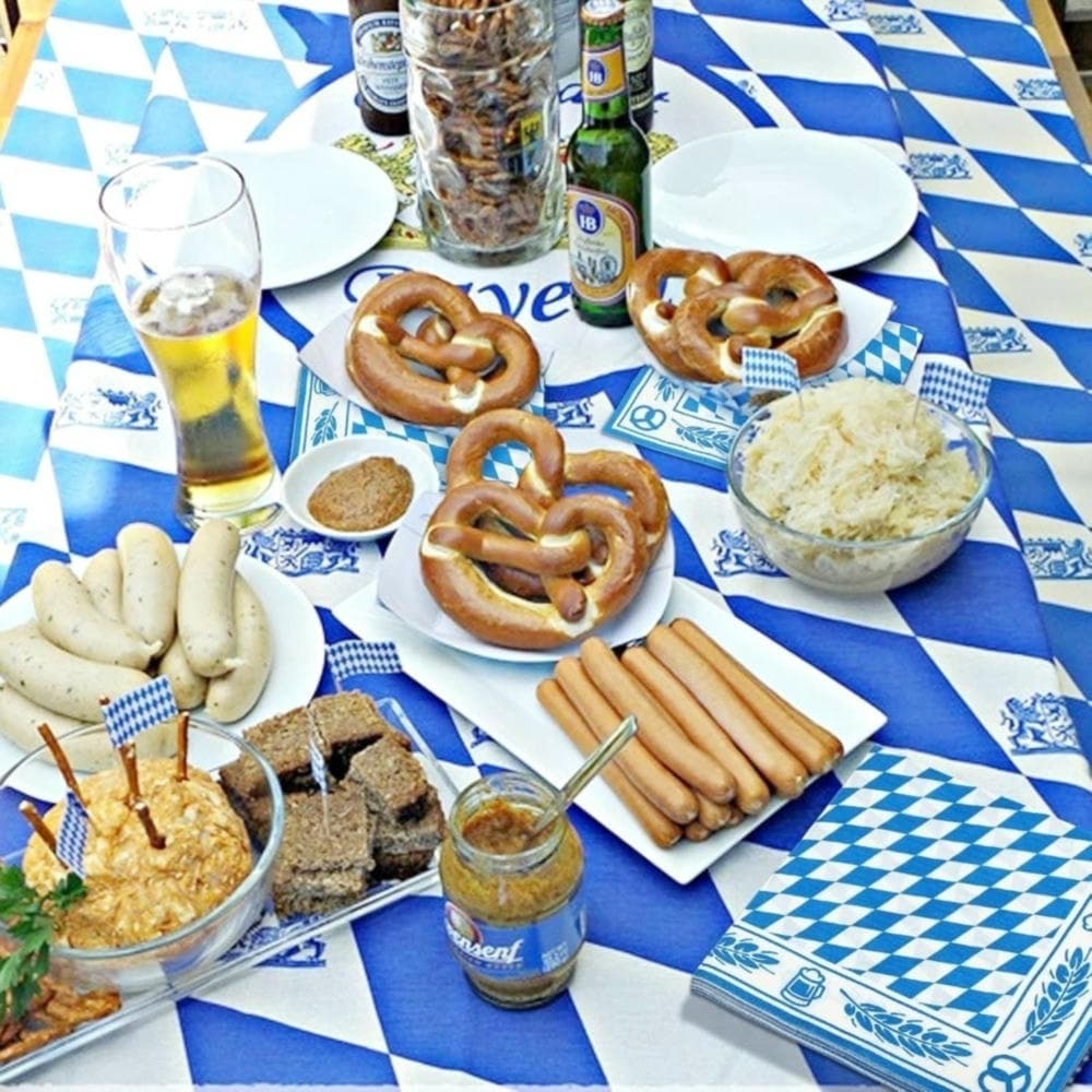 Oktoberfest Servietten Papier, 40 Stück, blau-weiß kariert