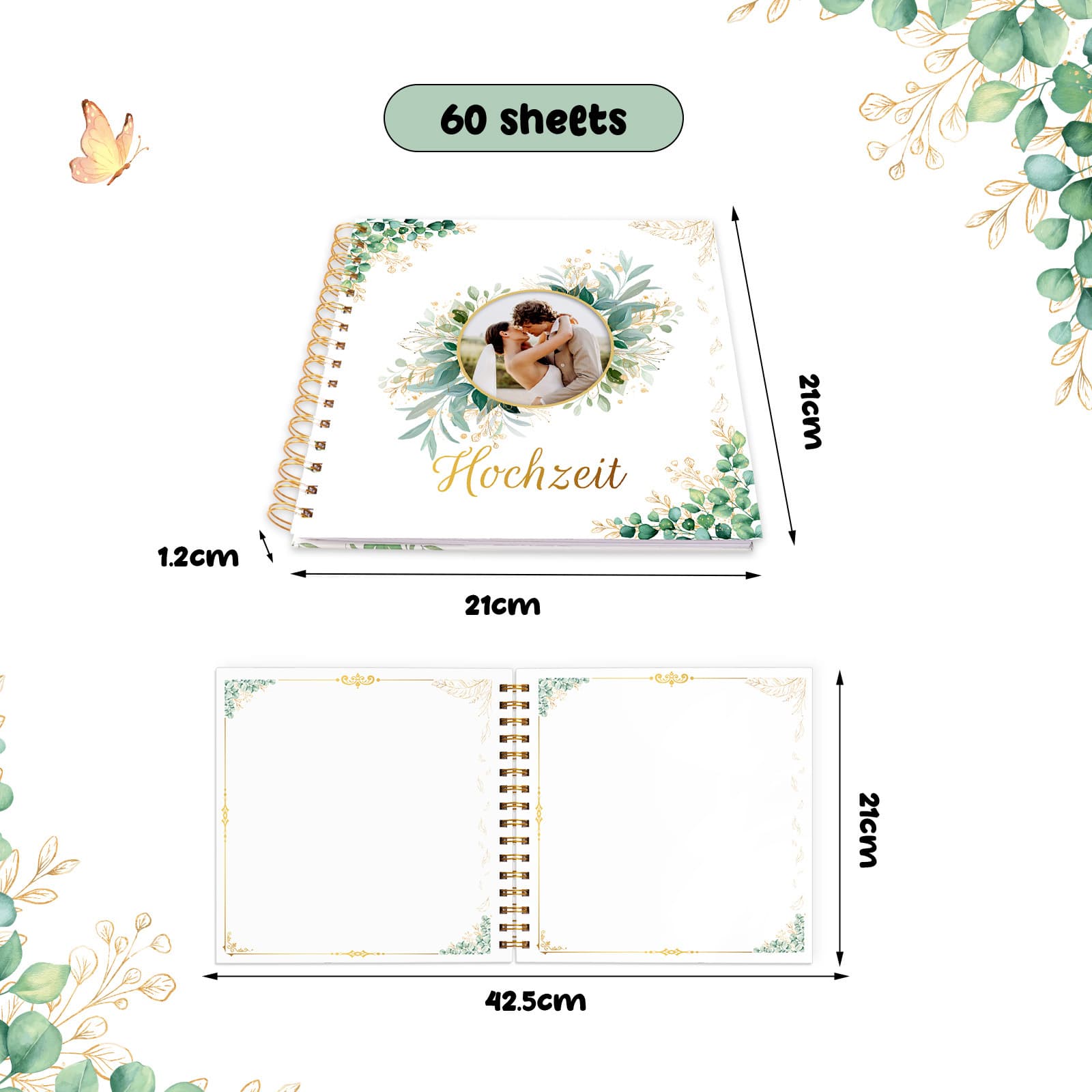 Klassisches Gästebuch für Hochzeiten mit Fotoplatz