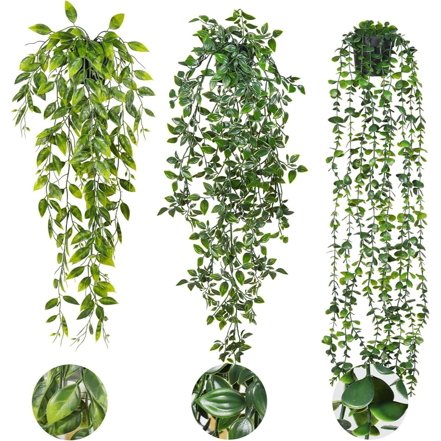 Set aus 3 künstlichen Hängepflanzen Eukalyptus