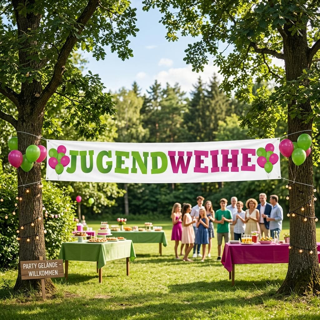 Bar Mitzvah Banner in Rot und Grün mit Davidstern