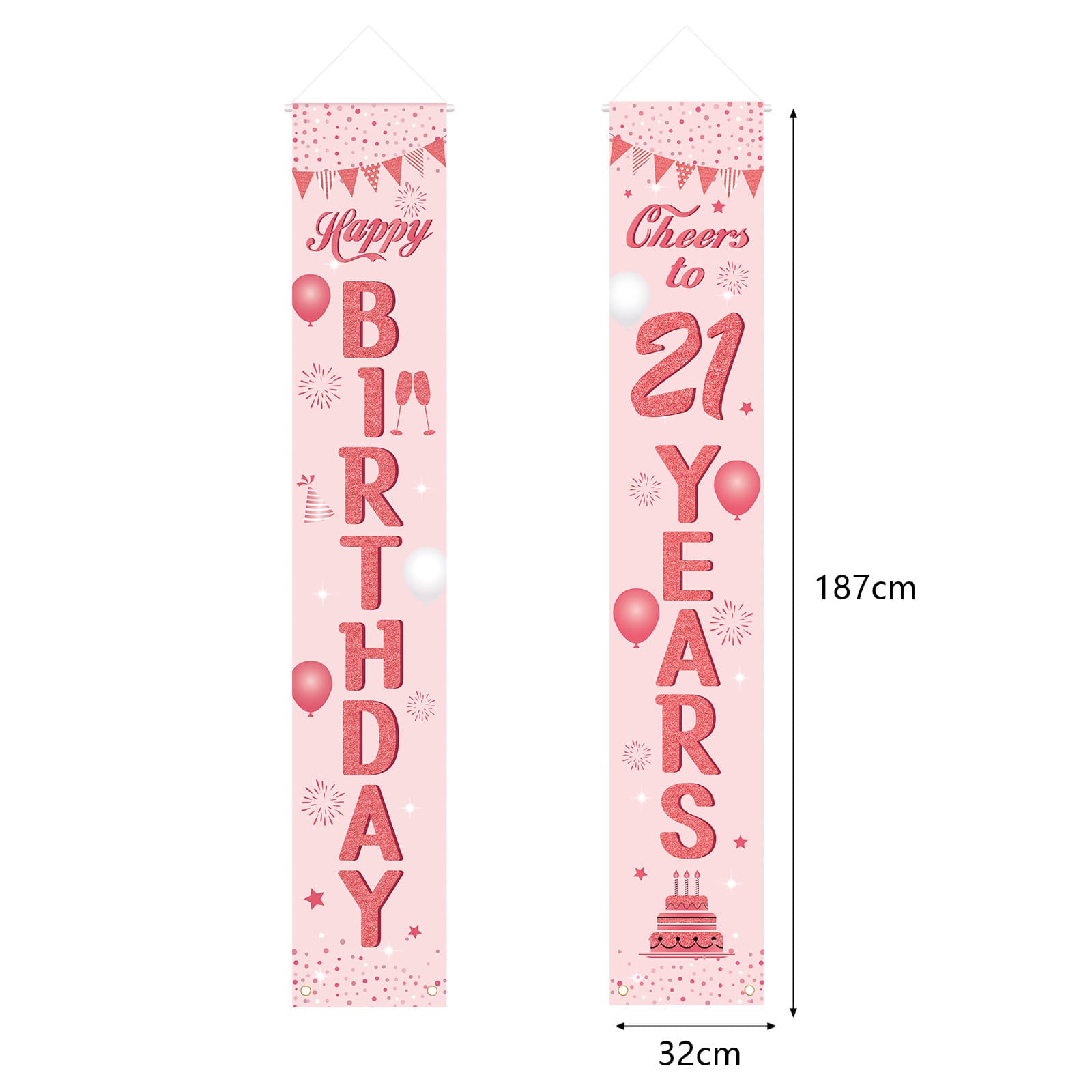 21. Geburtstag Banner Set Roségold Vorhang