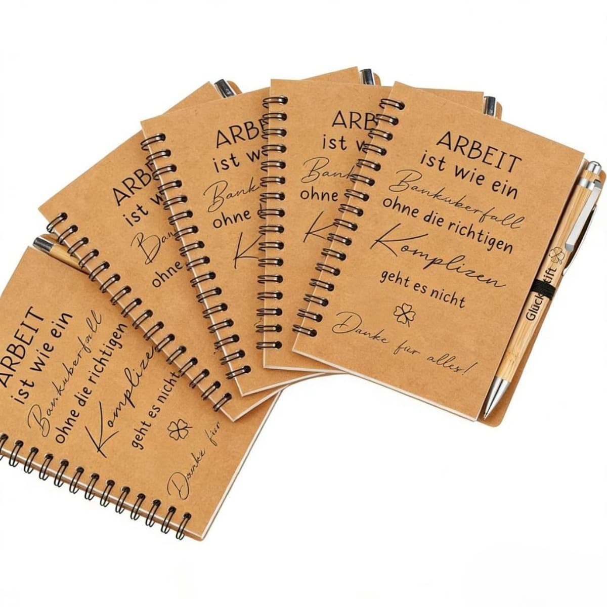Dankeschön-Geschenkset mit 6 Stiften und 6 Notizbüchern