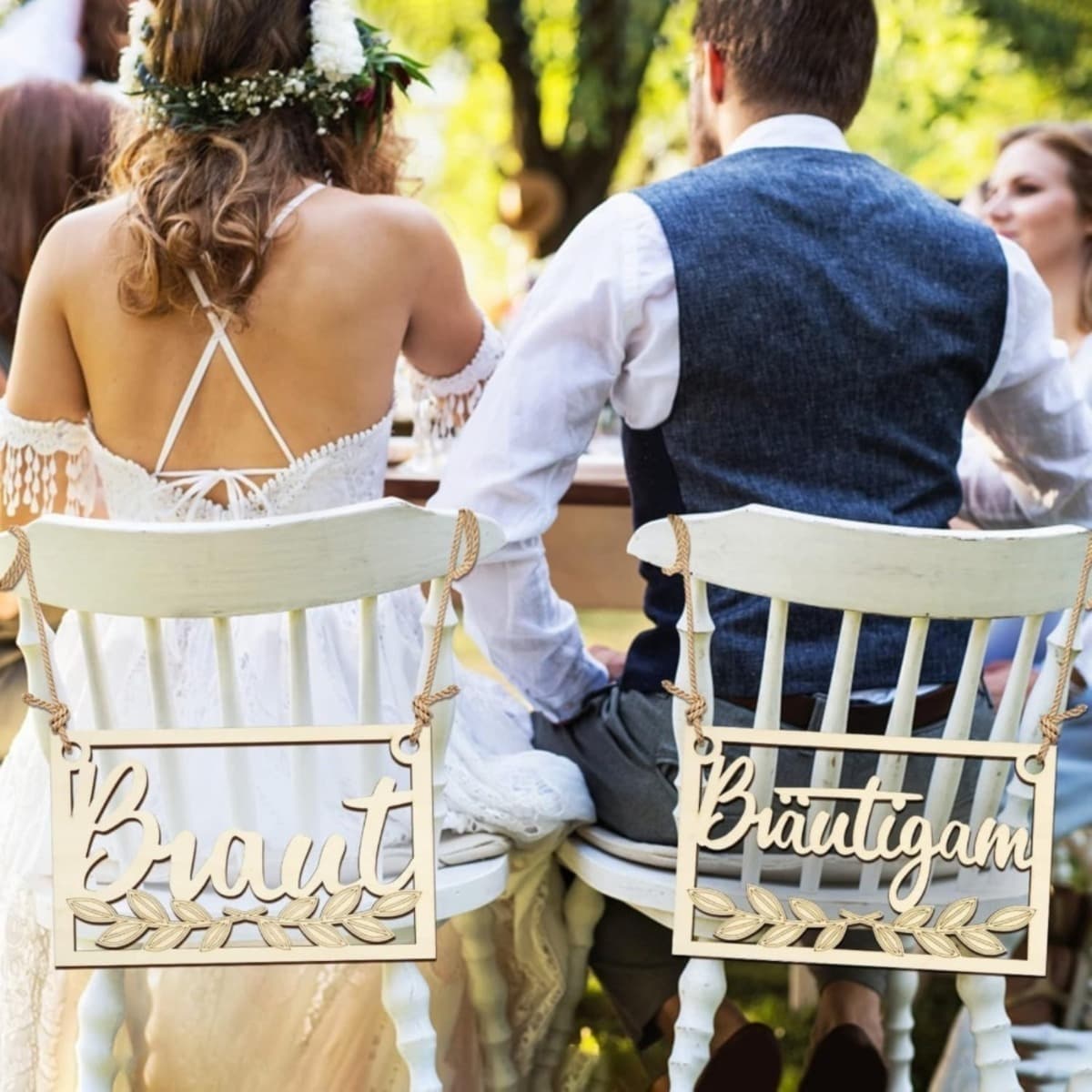 Elegantes Platzschild für Braut und Bräutigam