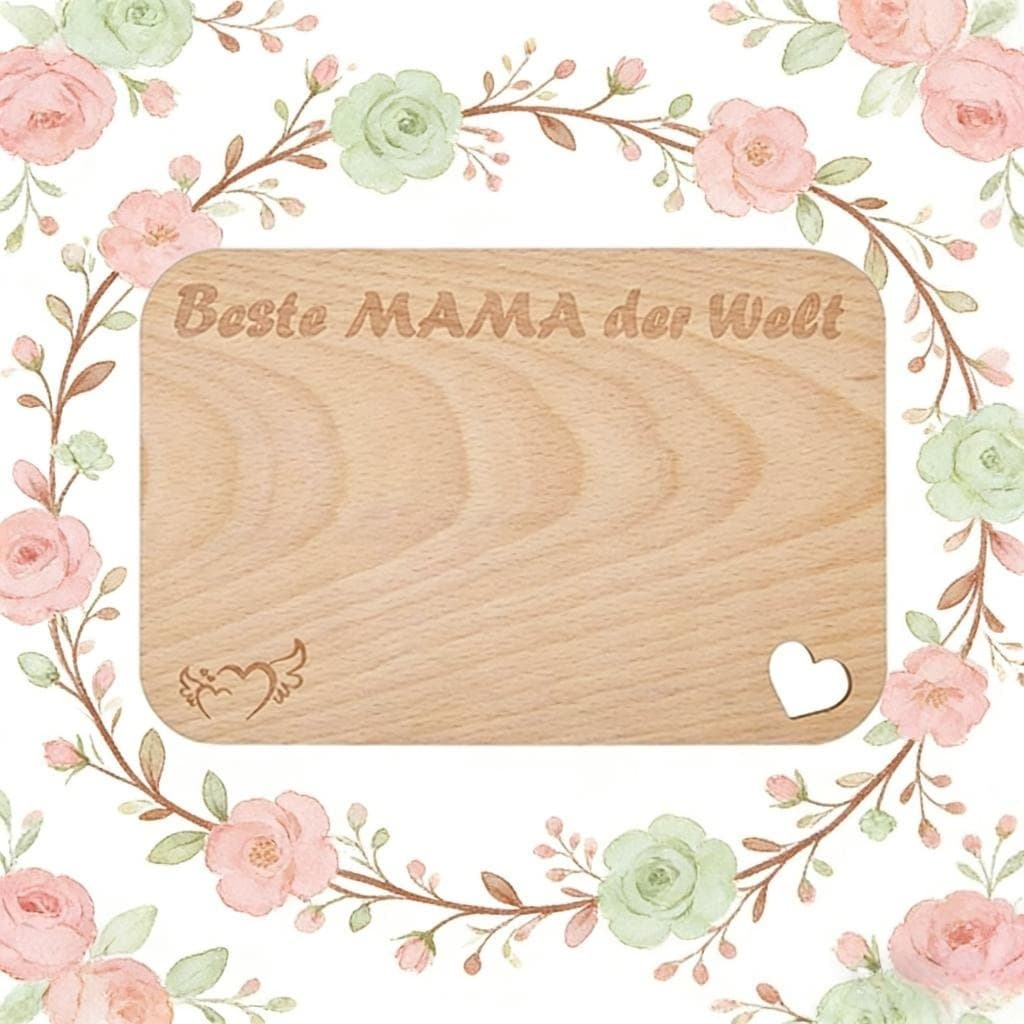 Frühstücksbrettchen für Mama mit Spruch, Holz, Geschenkidee