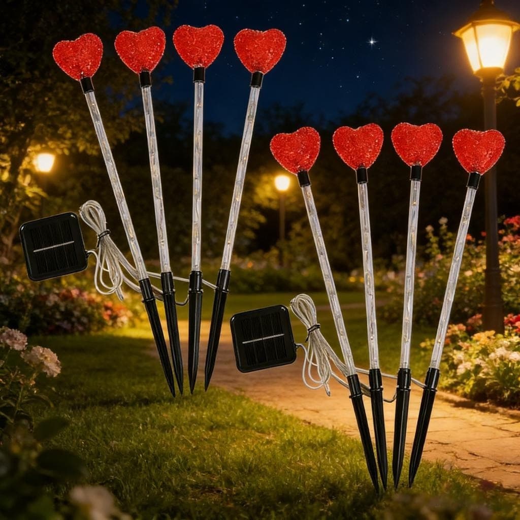 Picchetti da giardino a forma di cuore, set da 8
