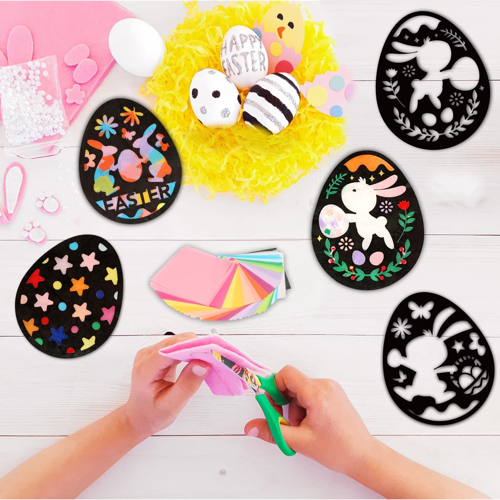 Kit Pâques papier soie & cartes œufs