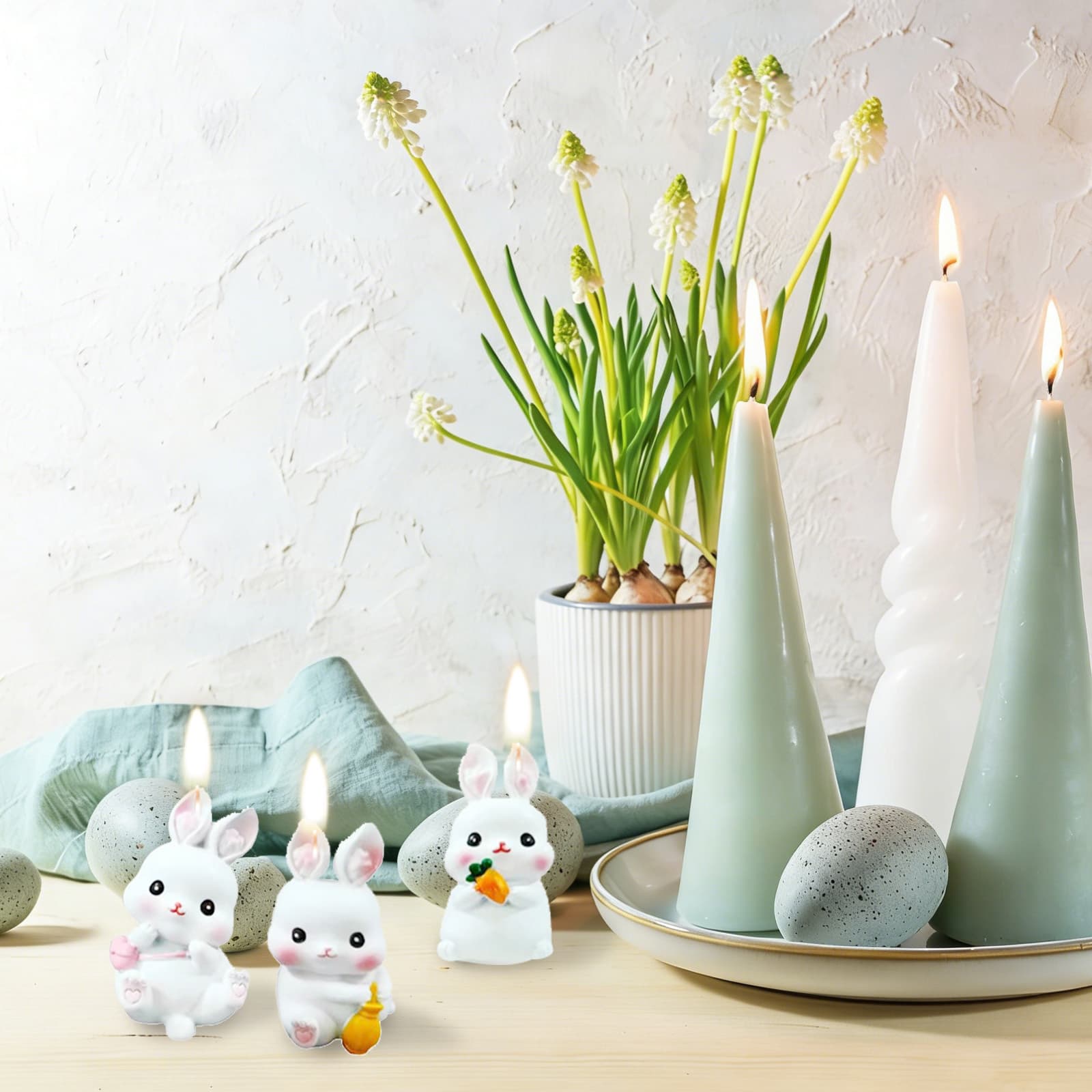 Set déco lapin 4 pièces en moules silicone