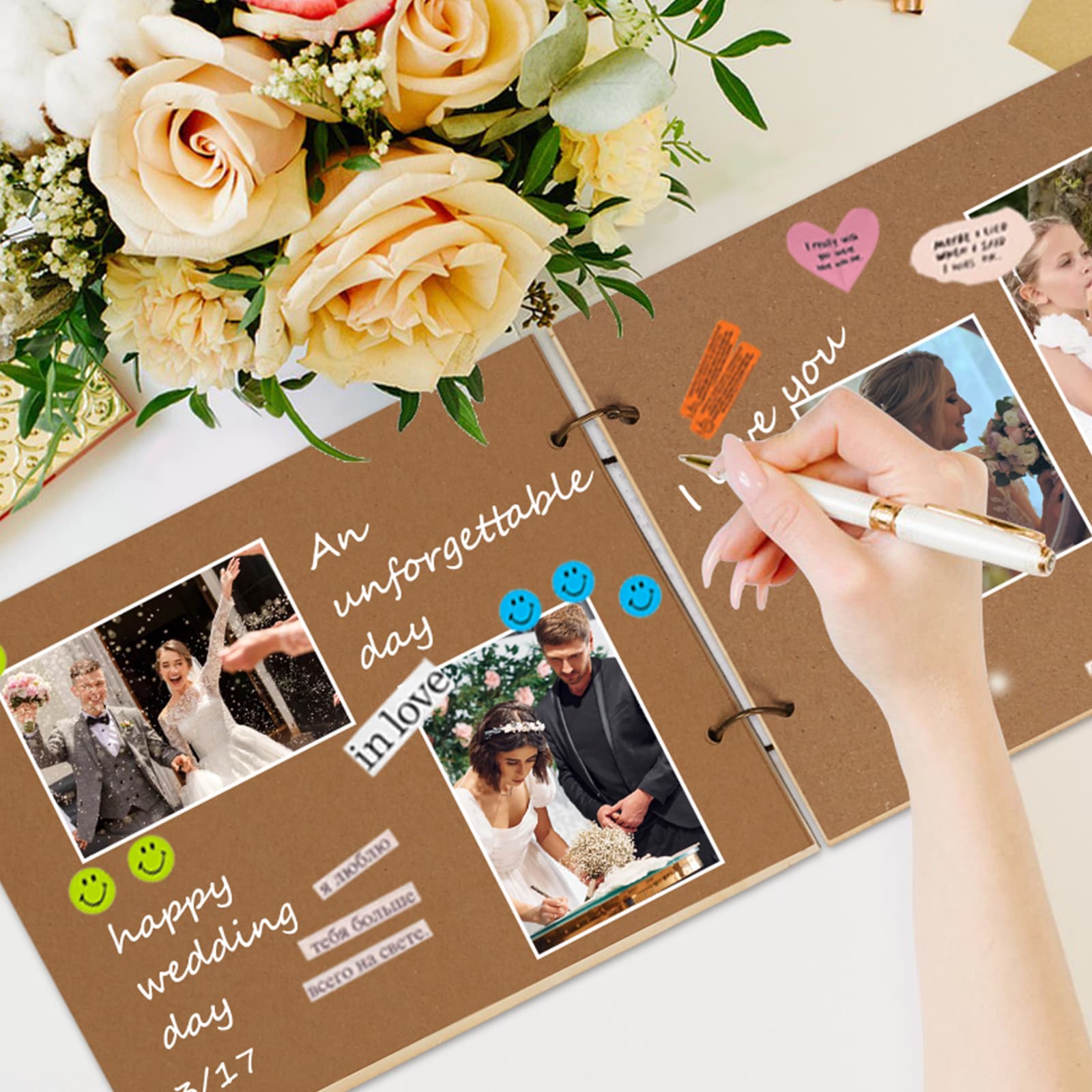 Elegantes Gästebuch für Hochzeiten und Romantik