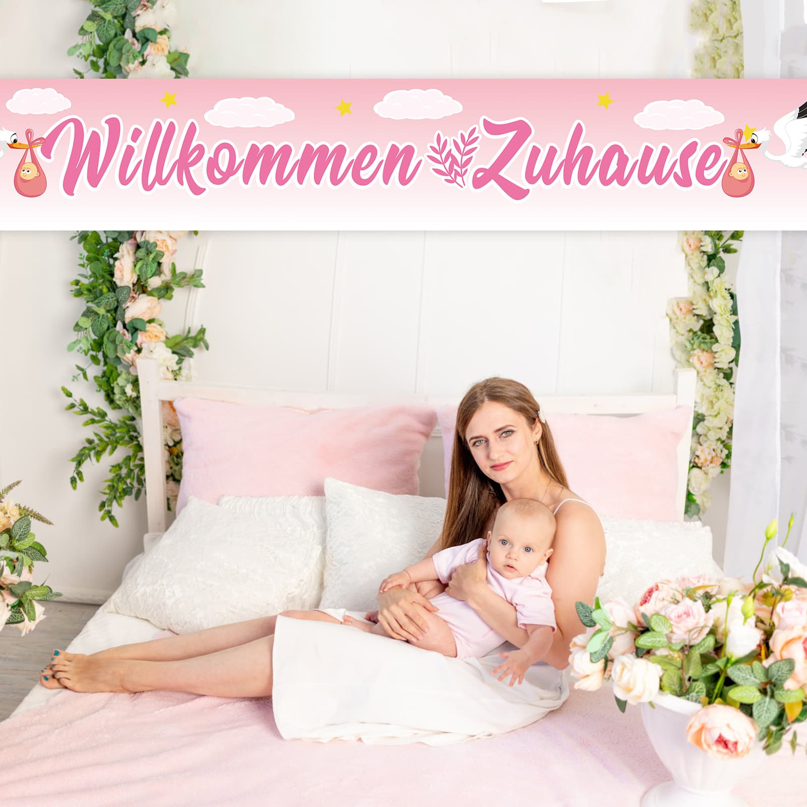 Rosa Welcome Home Banner für Party und Feiern