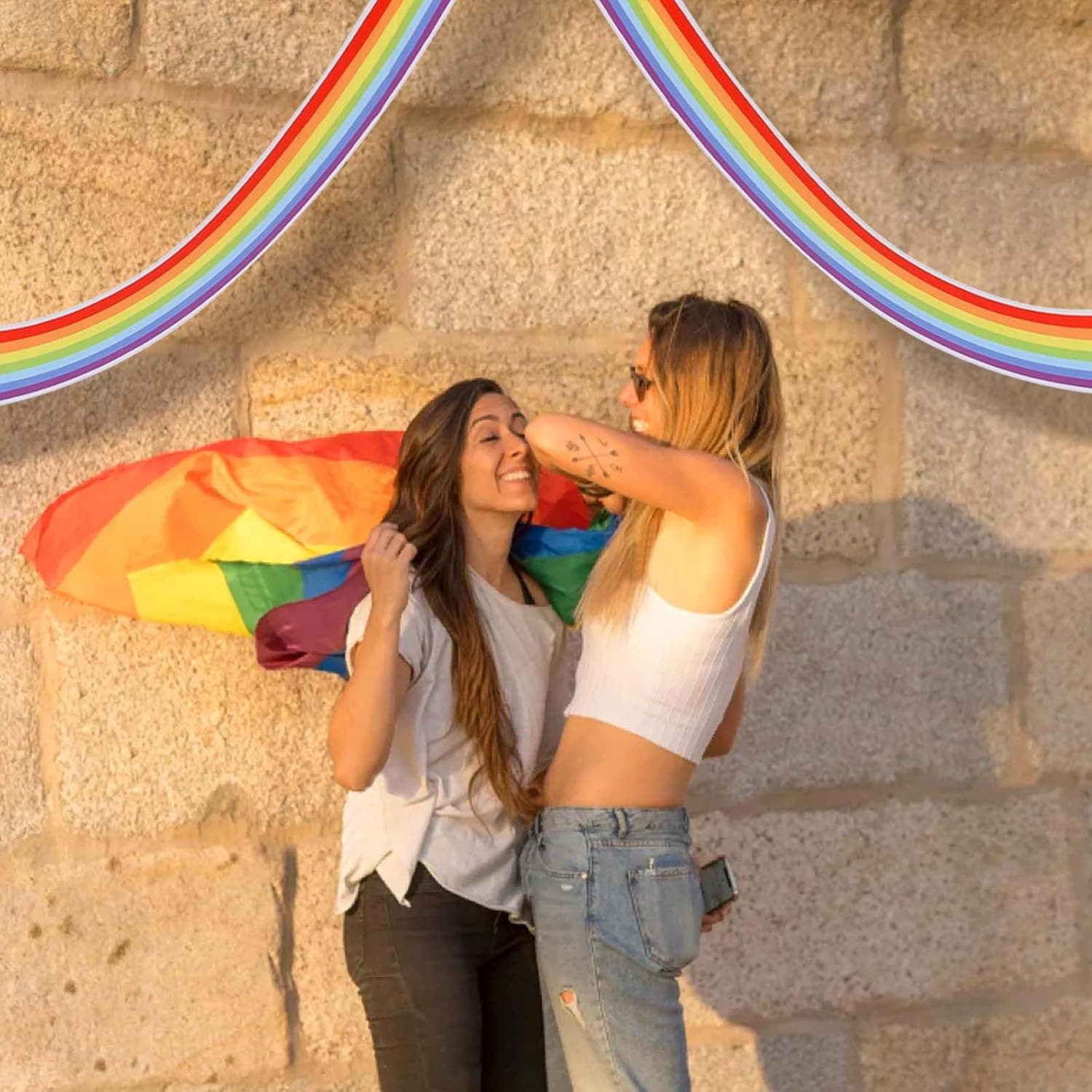 Regenbogen Hängende Banner 272x30 cm Deckenparty