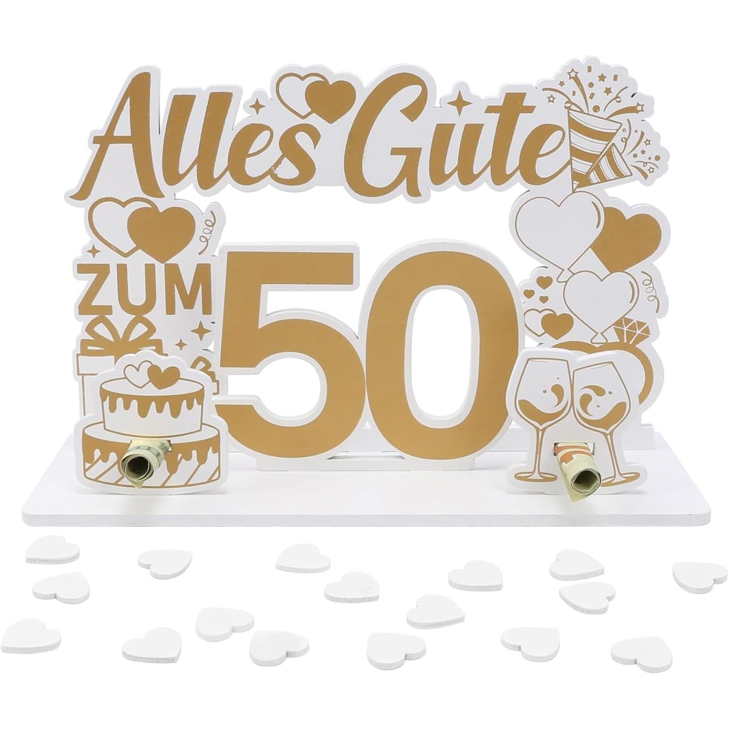 Goldene Hochzeit Geldgeschenk Holzdeko Tisch