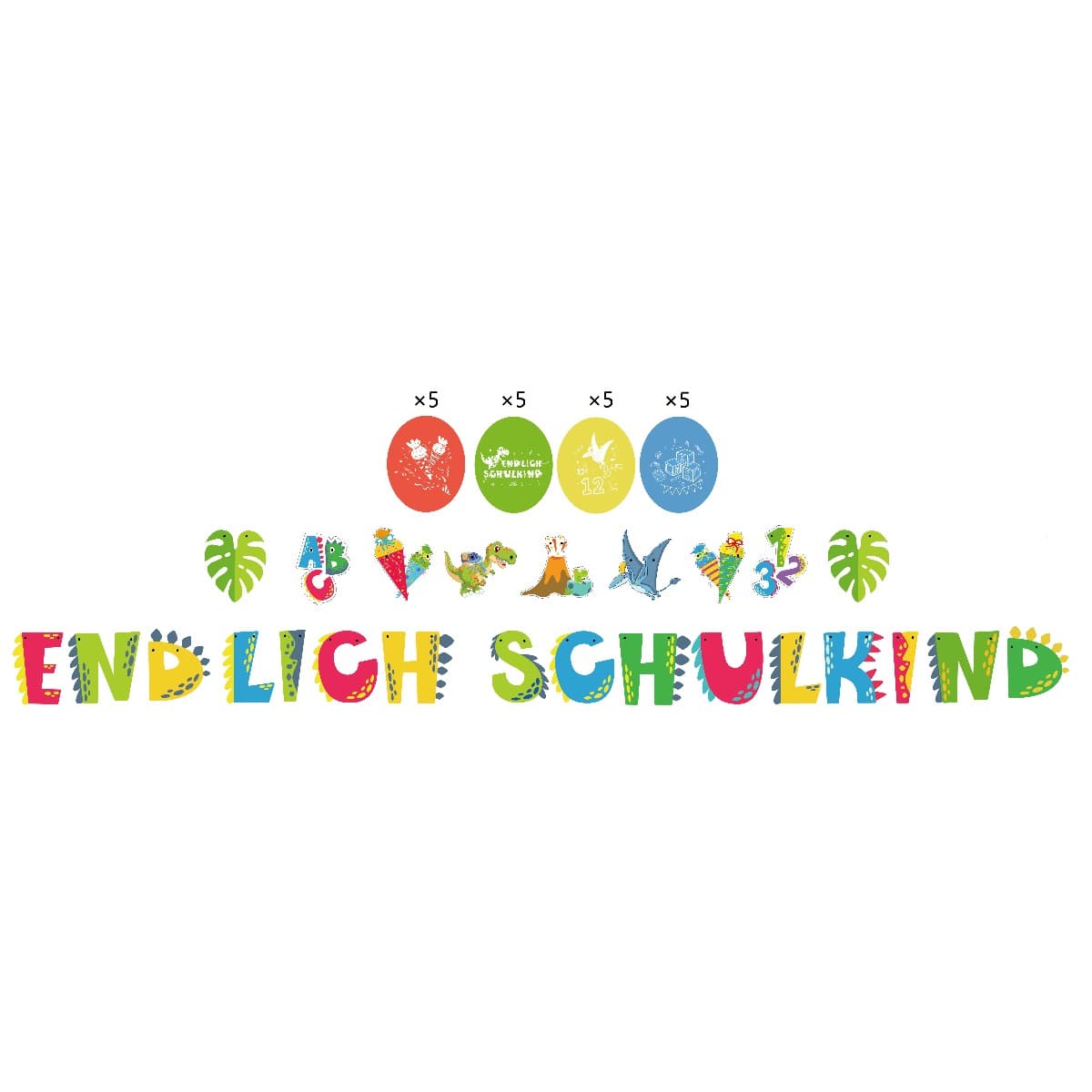 Schulanfang Dino Deko-Set mit Banner und Band