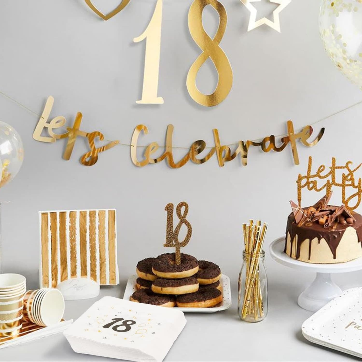 40 Papierservietten 18. Geburtstag Schwarz Gold