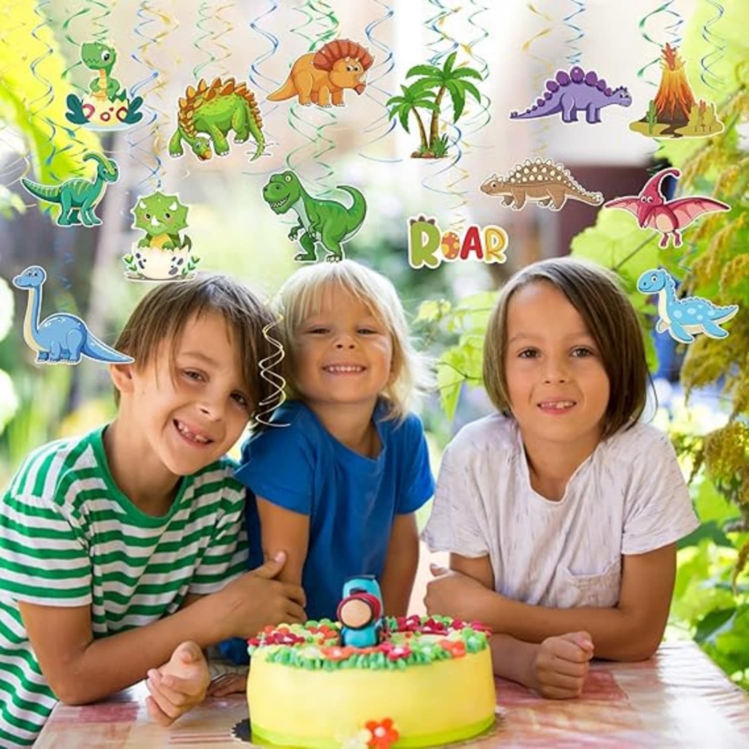 Dinosaurier Spiralgirlande, 30-teilig, für Kindergeburtstag