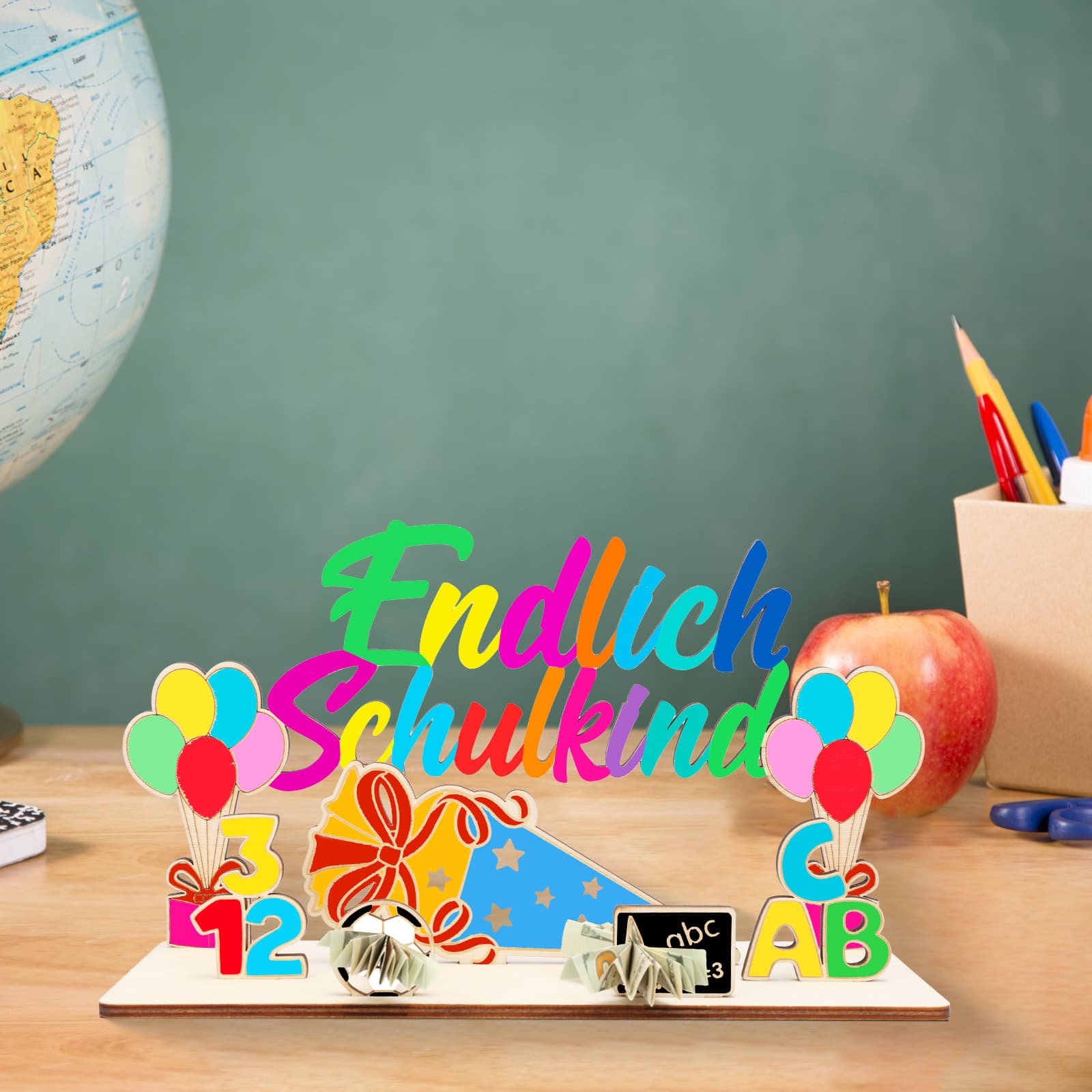 Back to School Gift Set with Wooden Items, Brushes and Hemp Rope