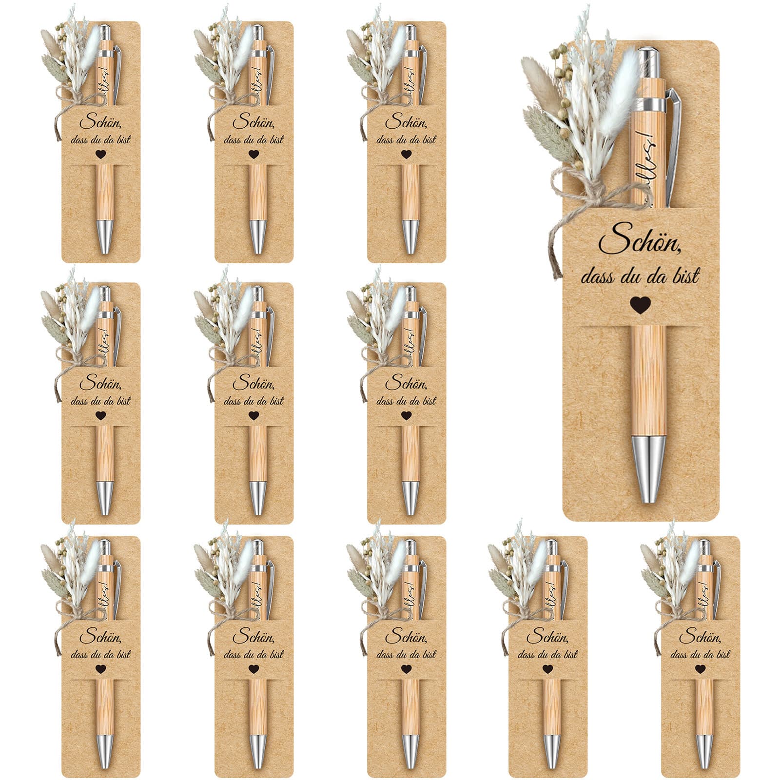 36-teiliges Thanksgiving-Set mit Karten, Trockenblumen und Bambus-Stiften