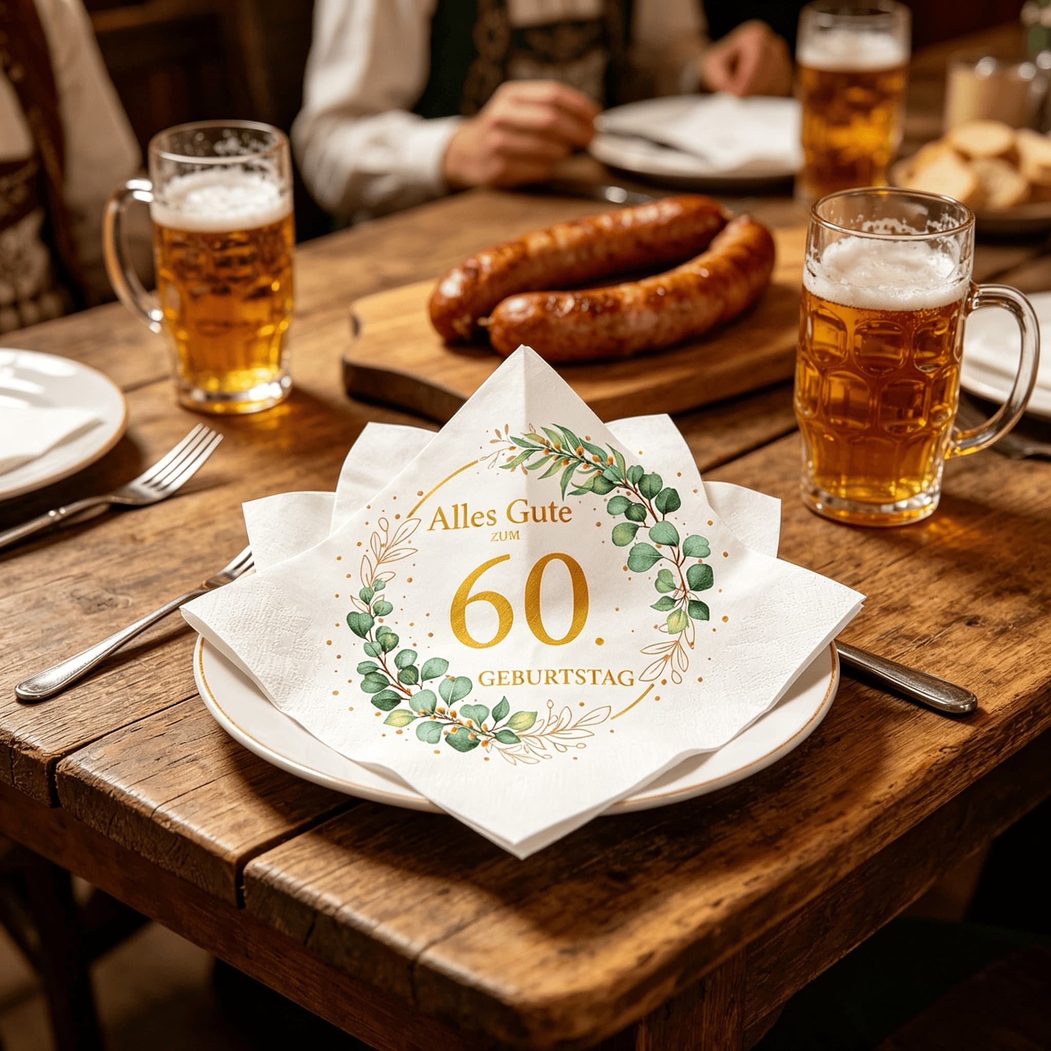 60. Geburtstag Party-Set mit Servietten und Kerze