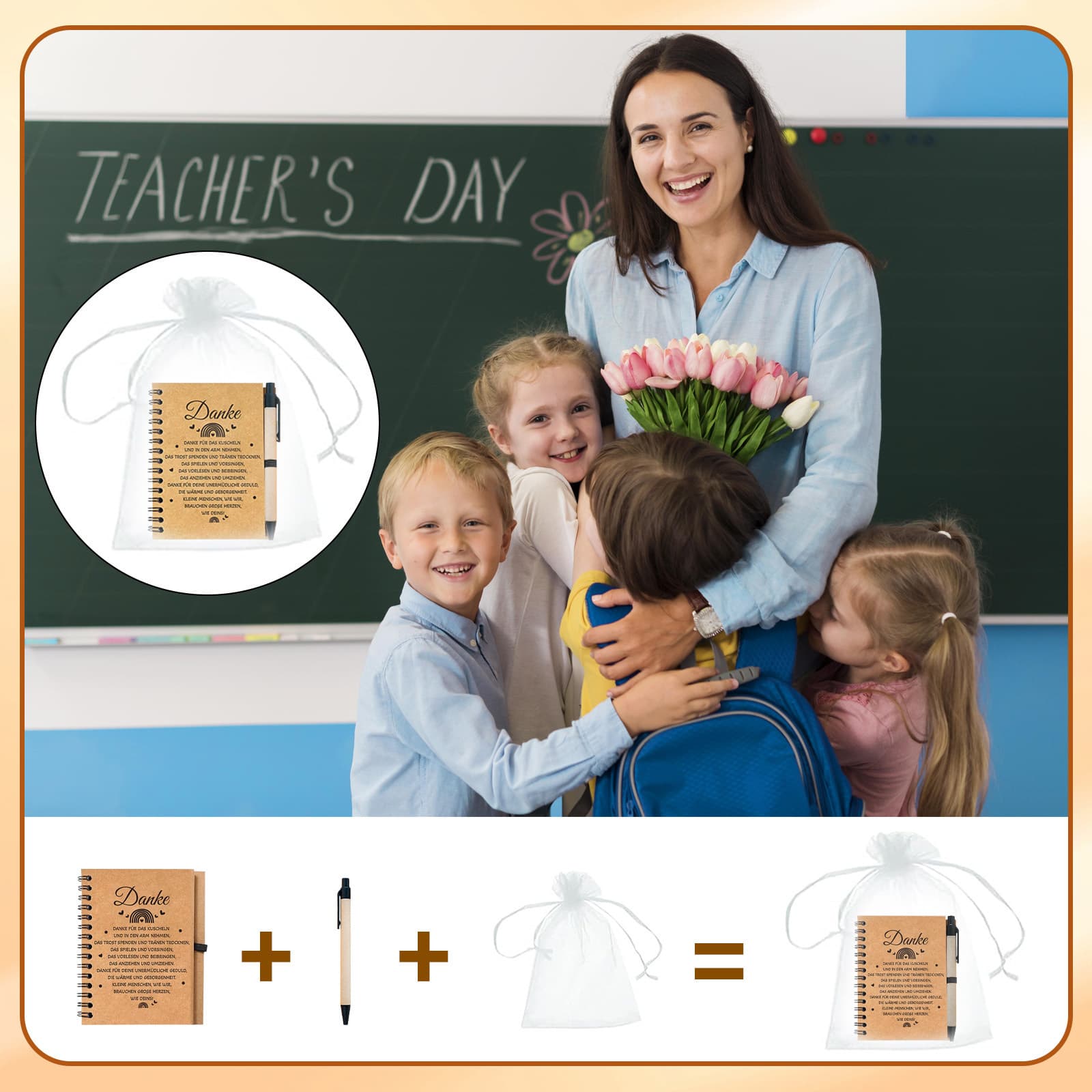 Lehrer Dankeschön Geschenkset mit Karten, Notizbüchern und Stiften