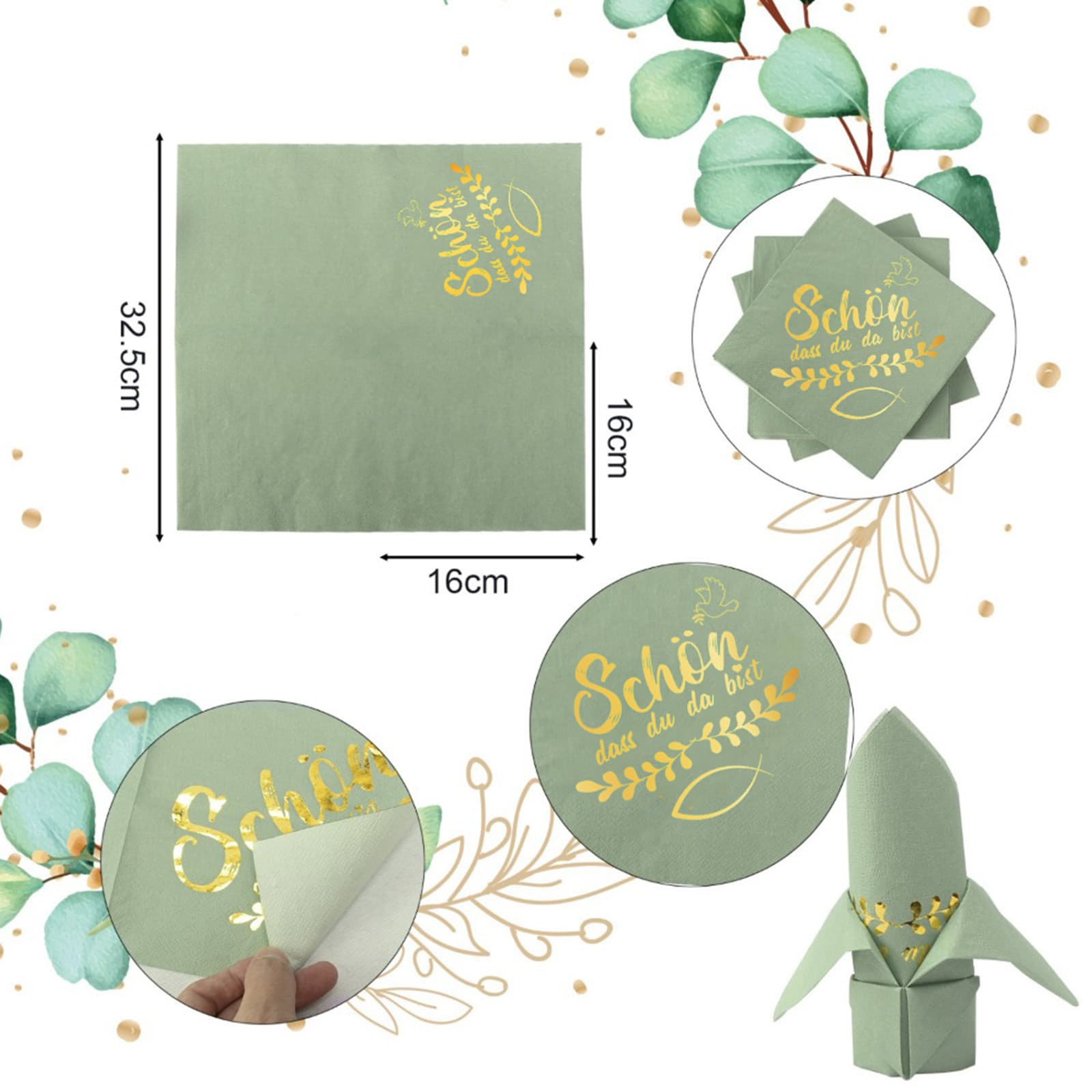 Partyset mit 40 Servietten und 12 Lampenschirmen