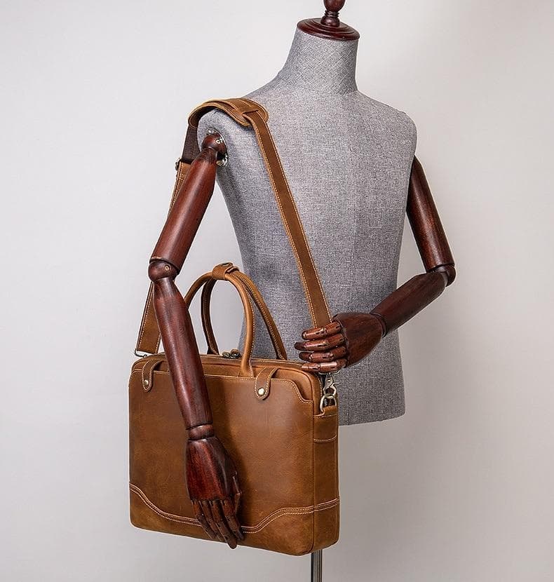 Crazy Horse Leder-Mans Briefcase Neu Handbag