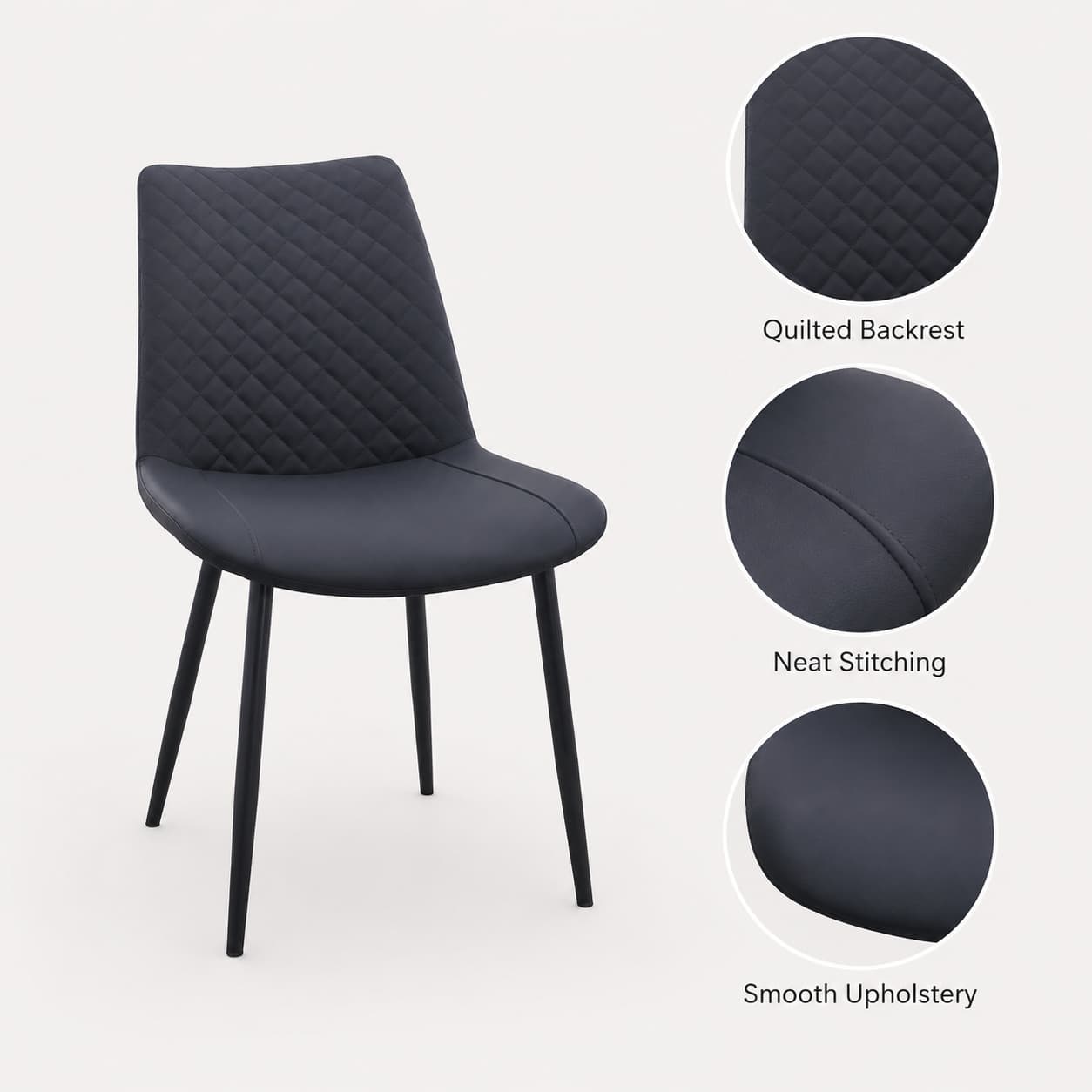 Silla de comedor moderna de cuero sintético