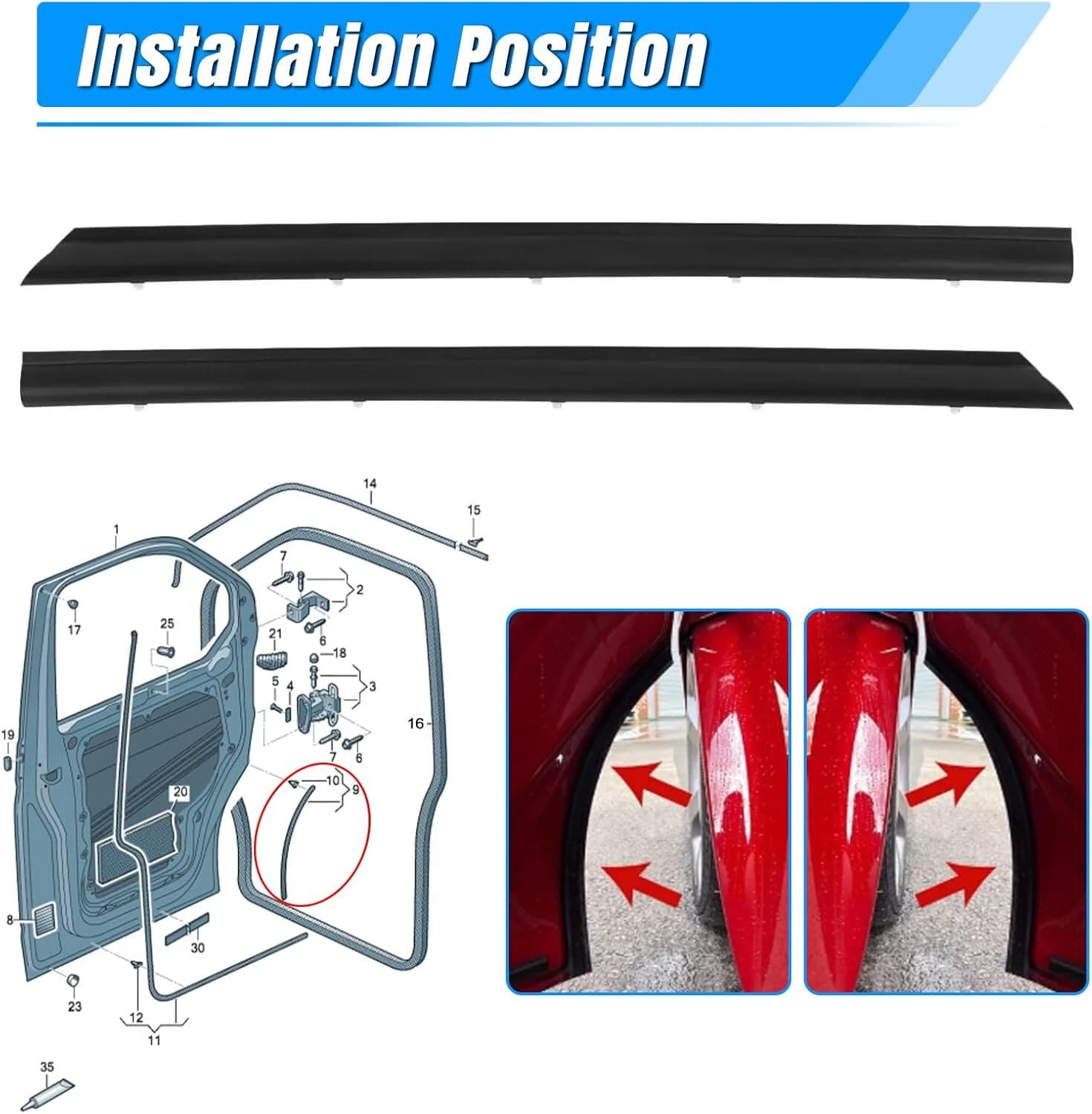 Vordertür Radlauf Dichtung EPDM Gummi mit Clips 2er Set