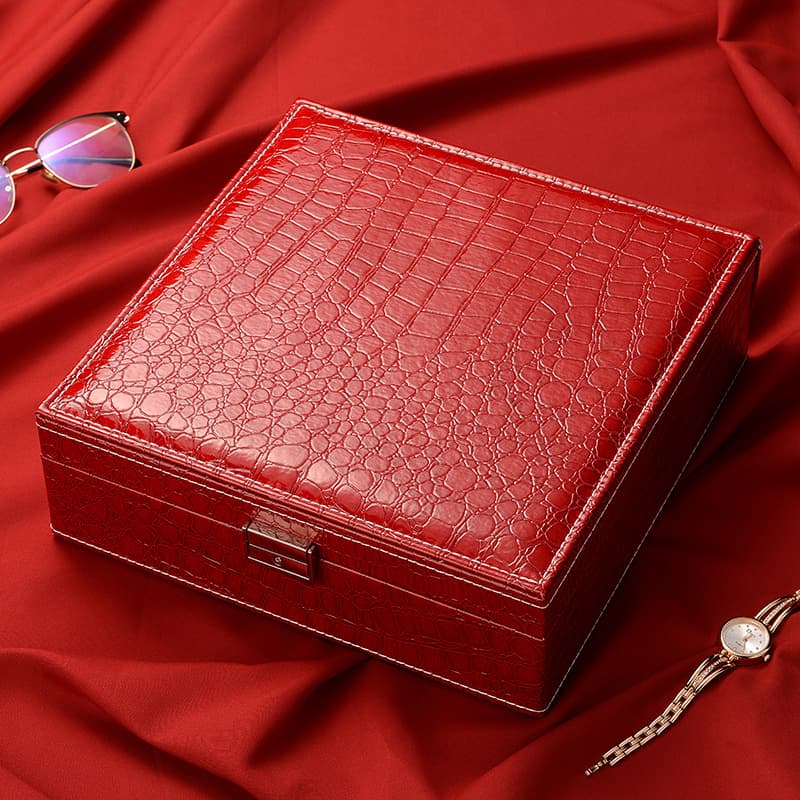 Doppelschicht-Leder-Schmuck-Aufbewahrungsbox