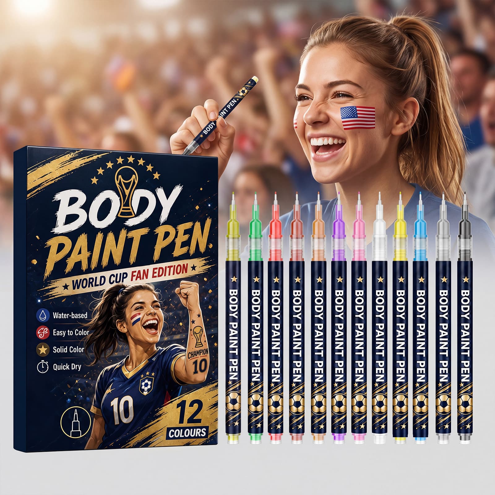 Body Painting Pen World Cup - Profi-Set für kreative Kunst am Körper