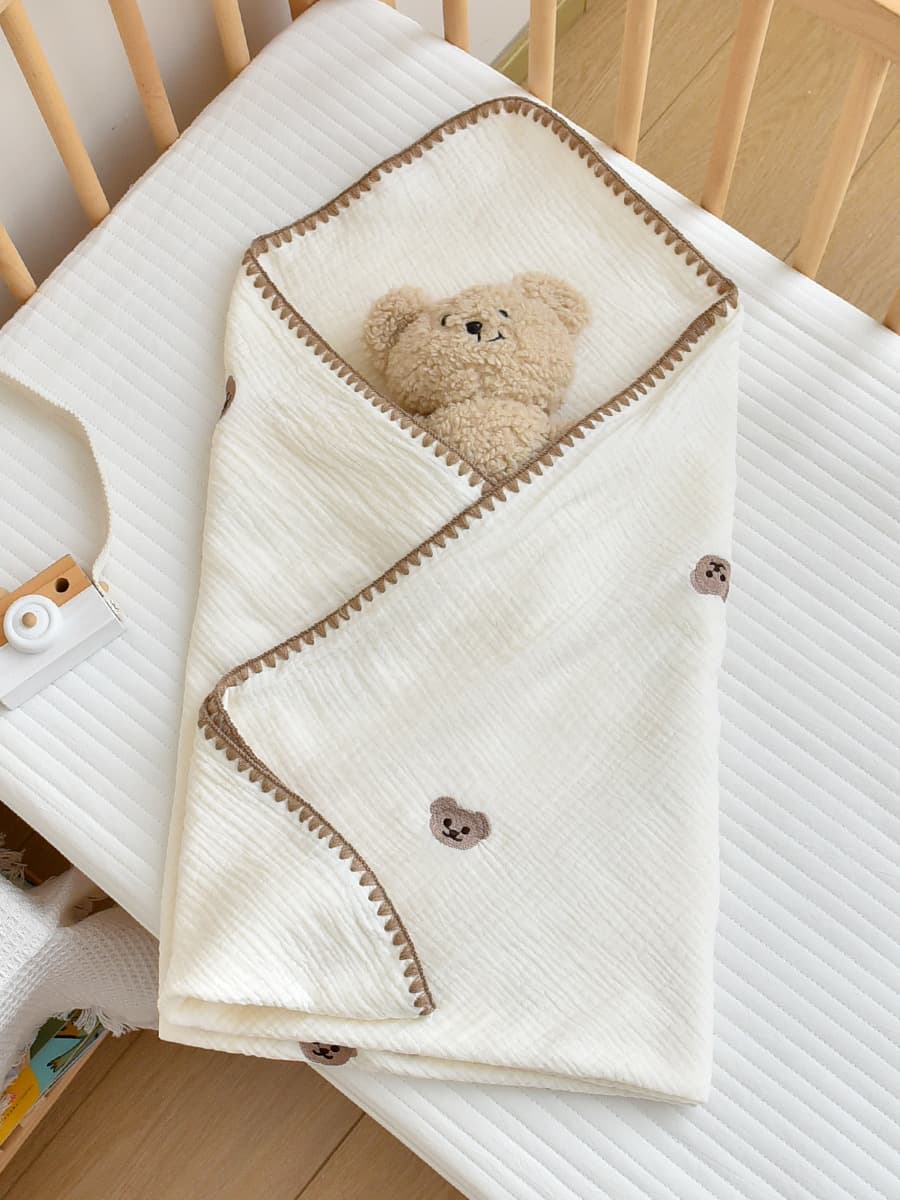 Coperta di cotone per neonato con disegno a bolle di carta bolle e cartoon
