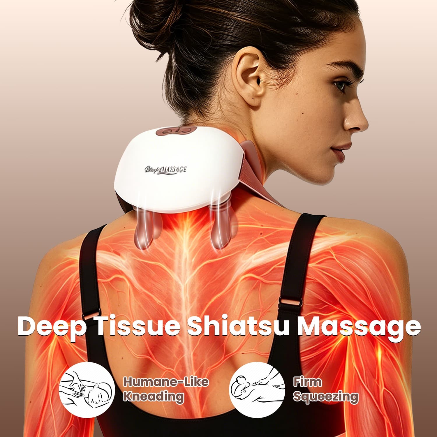 1pc Humanähnl. Nackenmassager mit Wärme