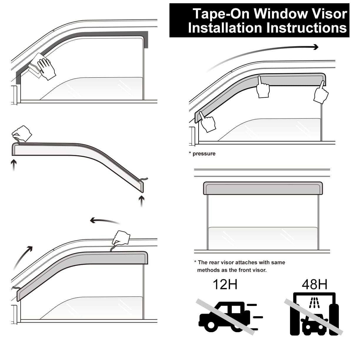 4-teilige Out Channel Style Sun Rain Window Visors Visor für 94016