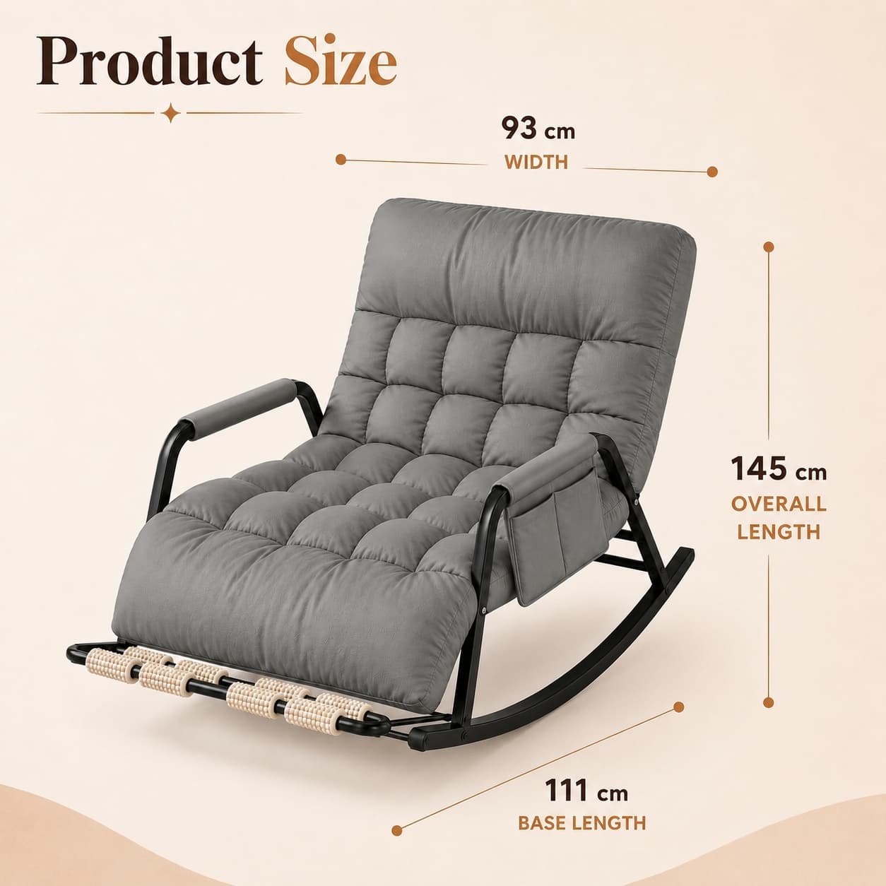 Mecedoras ajustables, con otomana plegable y cojín de silla de descanso, tela de cuero PU, deslizador para exterior o interior C