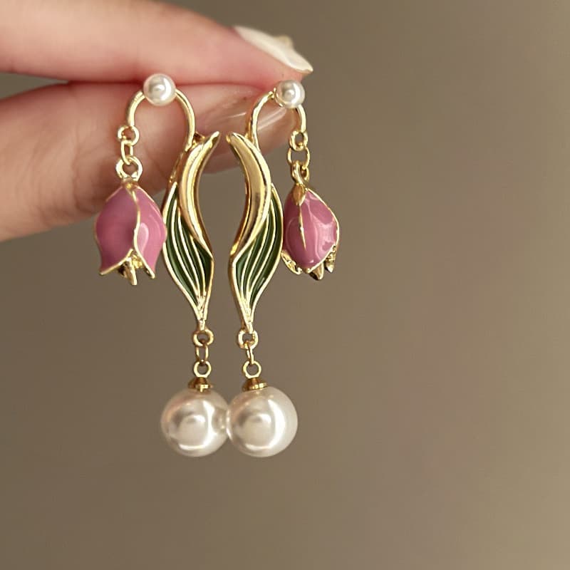 Vintage Versatile Flower Earrings   Enamel Retro Niche Studs