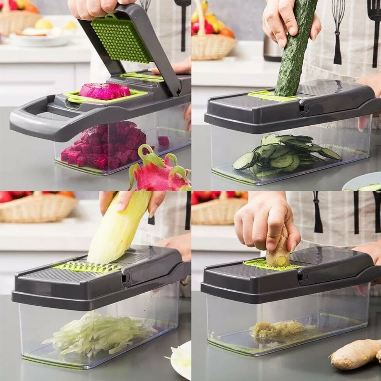 Manual Vegetable Chopper 15-in-1 with Drain Basket