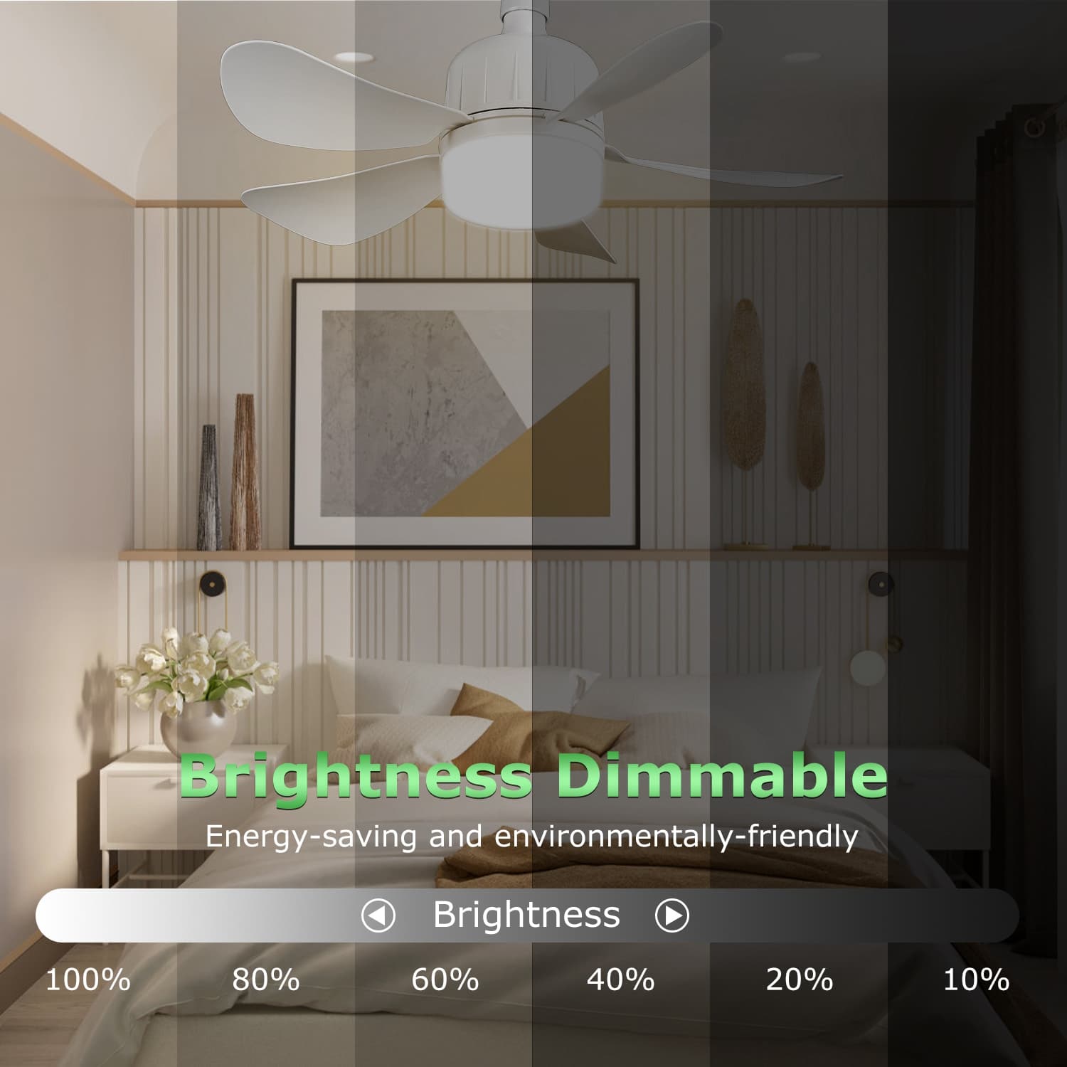 12W Ceiling Fan with Dimmable LED Light and 3 Speeds
