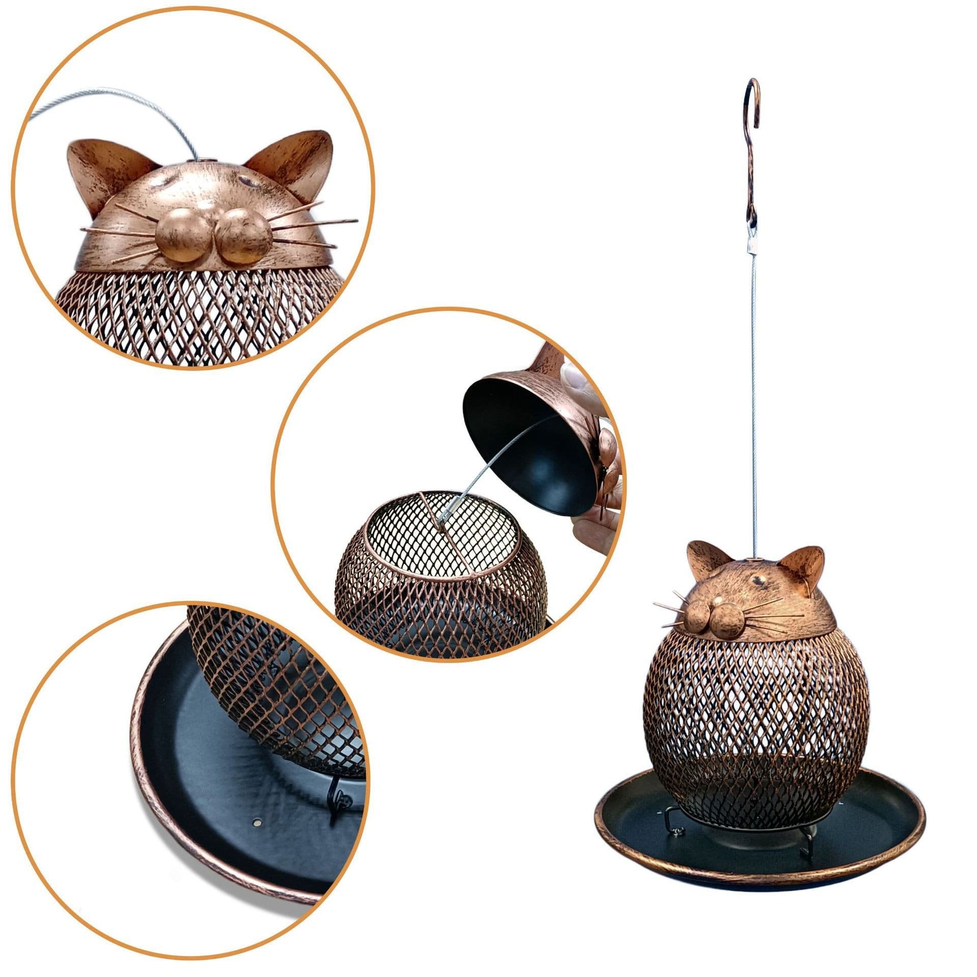 Pappagallo per uccelli a forma di gatto Pappagallo per uccelli a forma di gatto Decorazione da giardino vintage artigianale all'aperto Decorazione villa Giardino Decorazione sospesa Uccello Pappagallo all'aperto