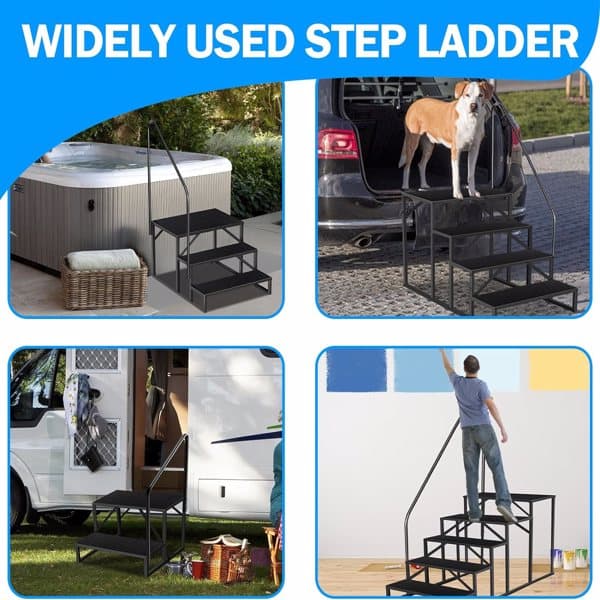 5-stufige RV-Treppe mit Handlauf und rutschfester Auflage, 660 lbs Traglast