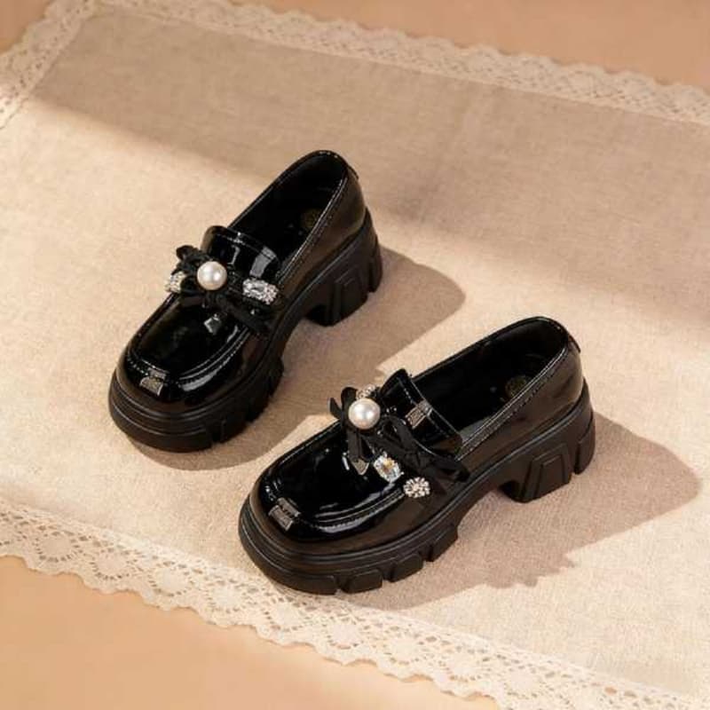 Plateau-Loafer für Damen, dicker Absatz, College-Stil