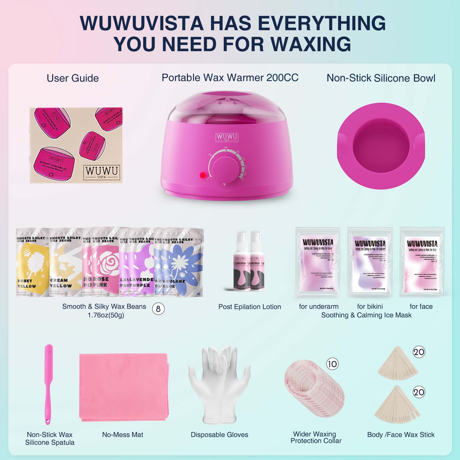 WUWUVISTA Wachs-Set mit 69 Teilen und Wachswärmer