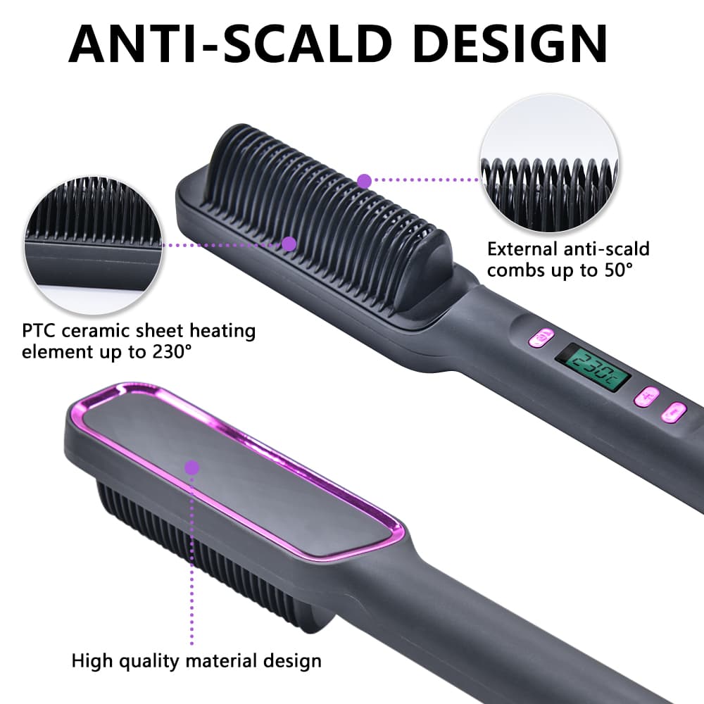 Comb à boucler multifonctionnel anti-brûlure négative ions